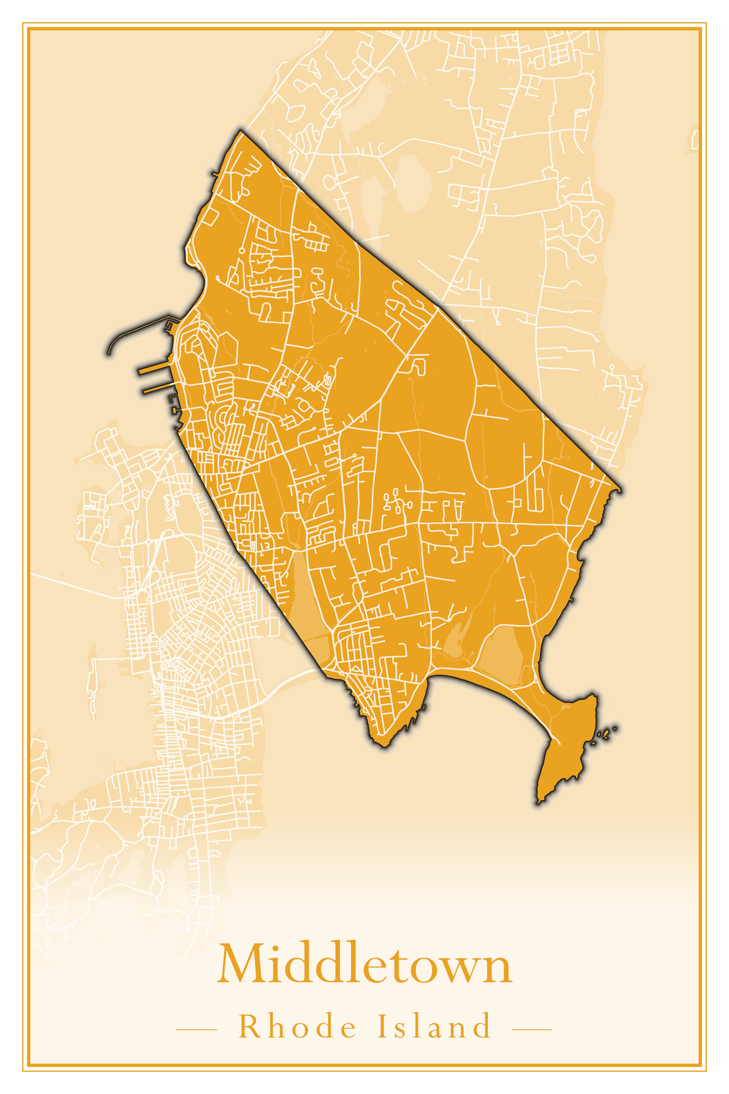 Rhode Island Towns - Street Map (Lincoln - Narragansett)