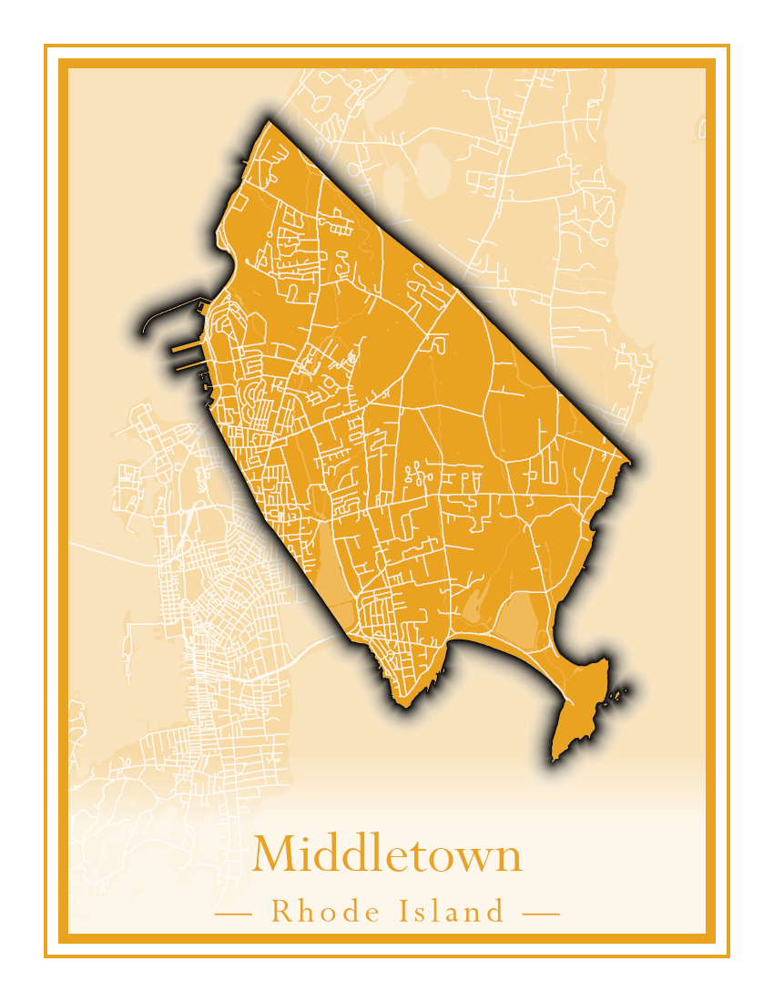 Rhode Island Towns - Street Map (Lincoln - Narragansett)