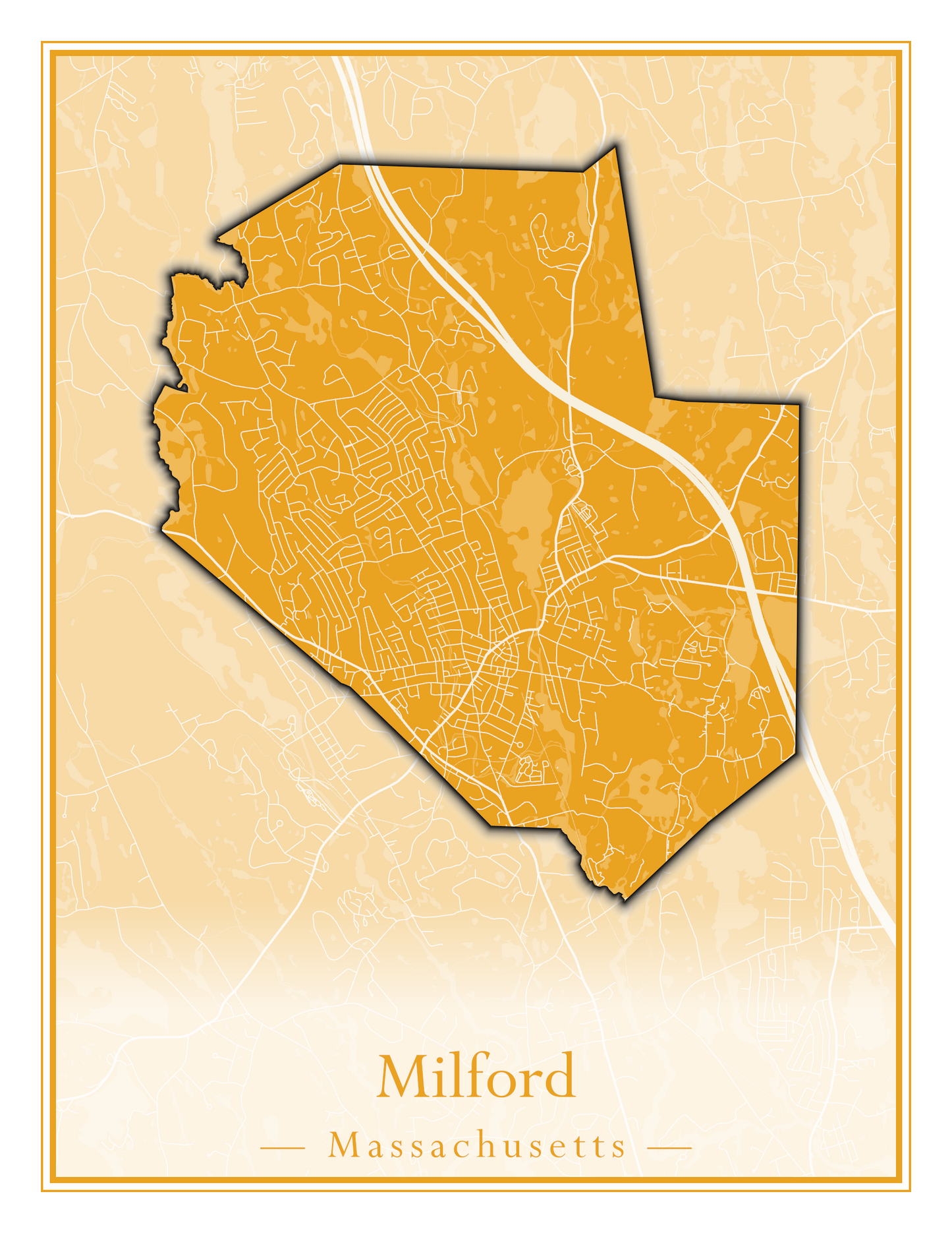 Massachusetts Towns - Street Map (Milford - Millville)