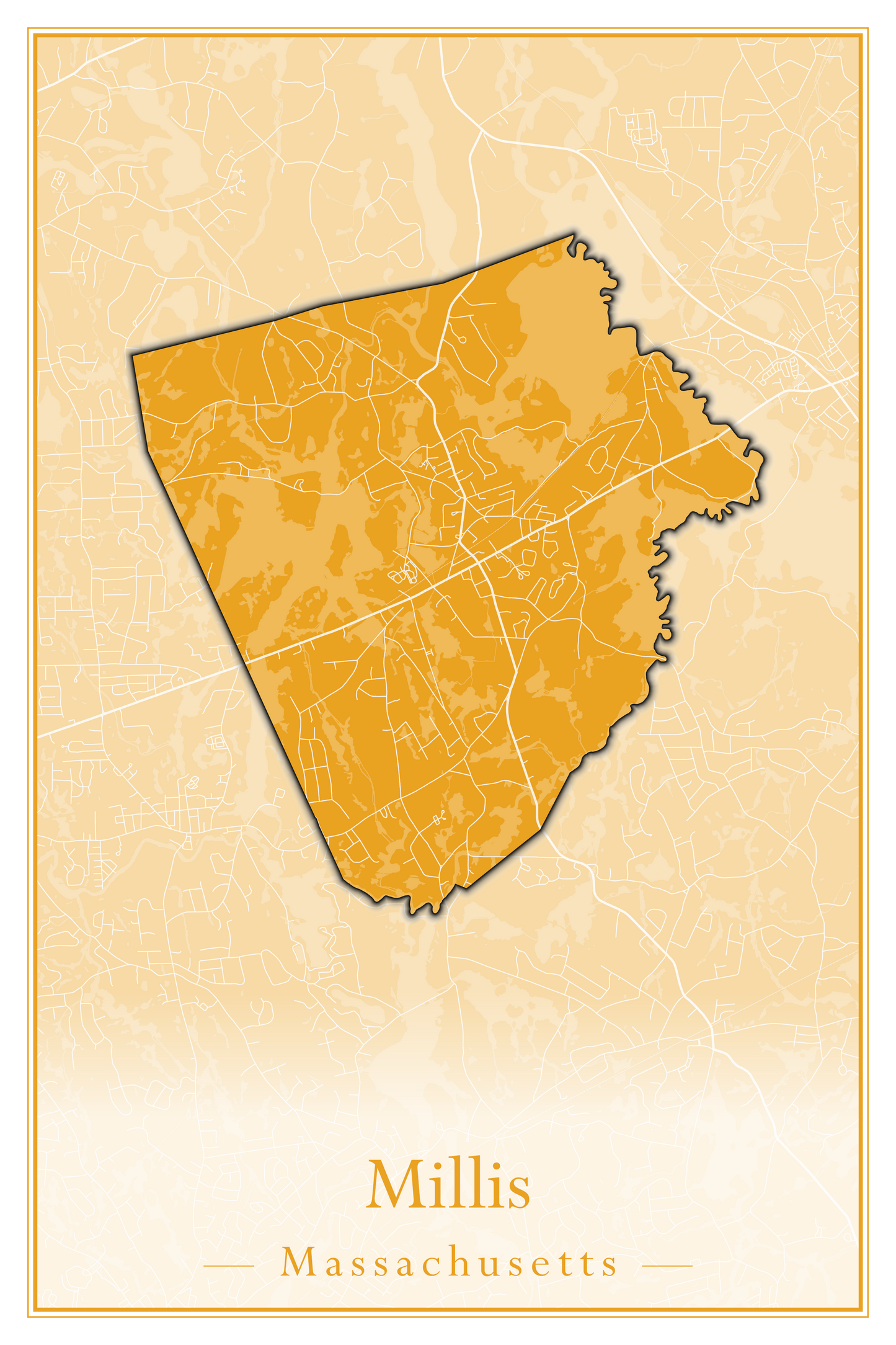 Massachusetts Towns - Street Map (Milford - Millville)