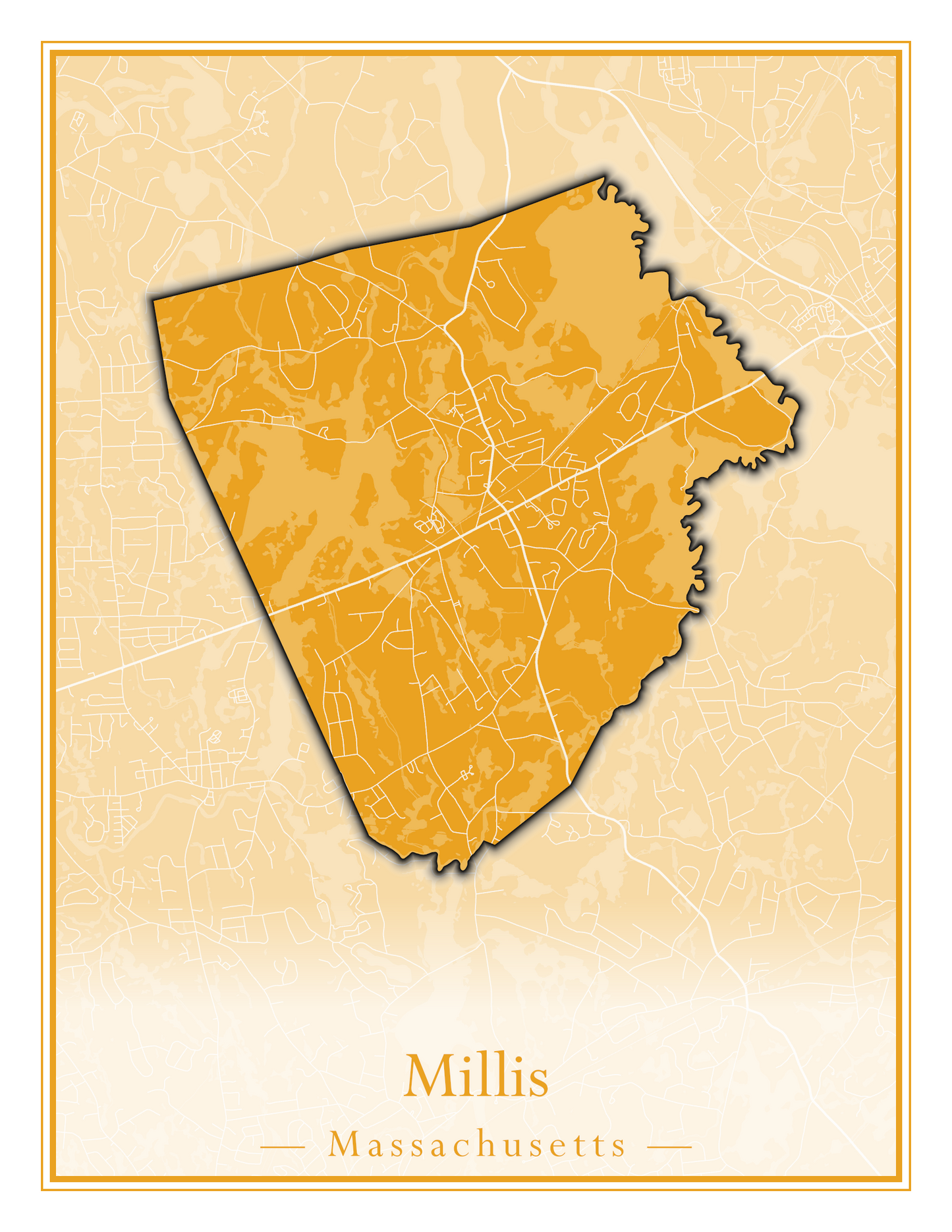 Massachusetts Towns - Street Map (Milford - Millville)