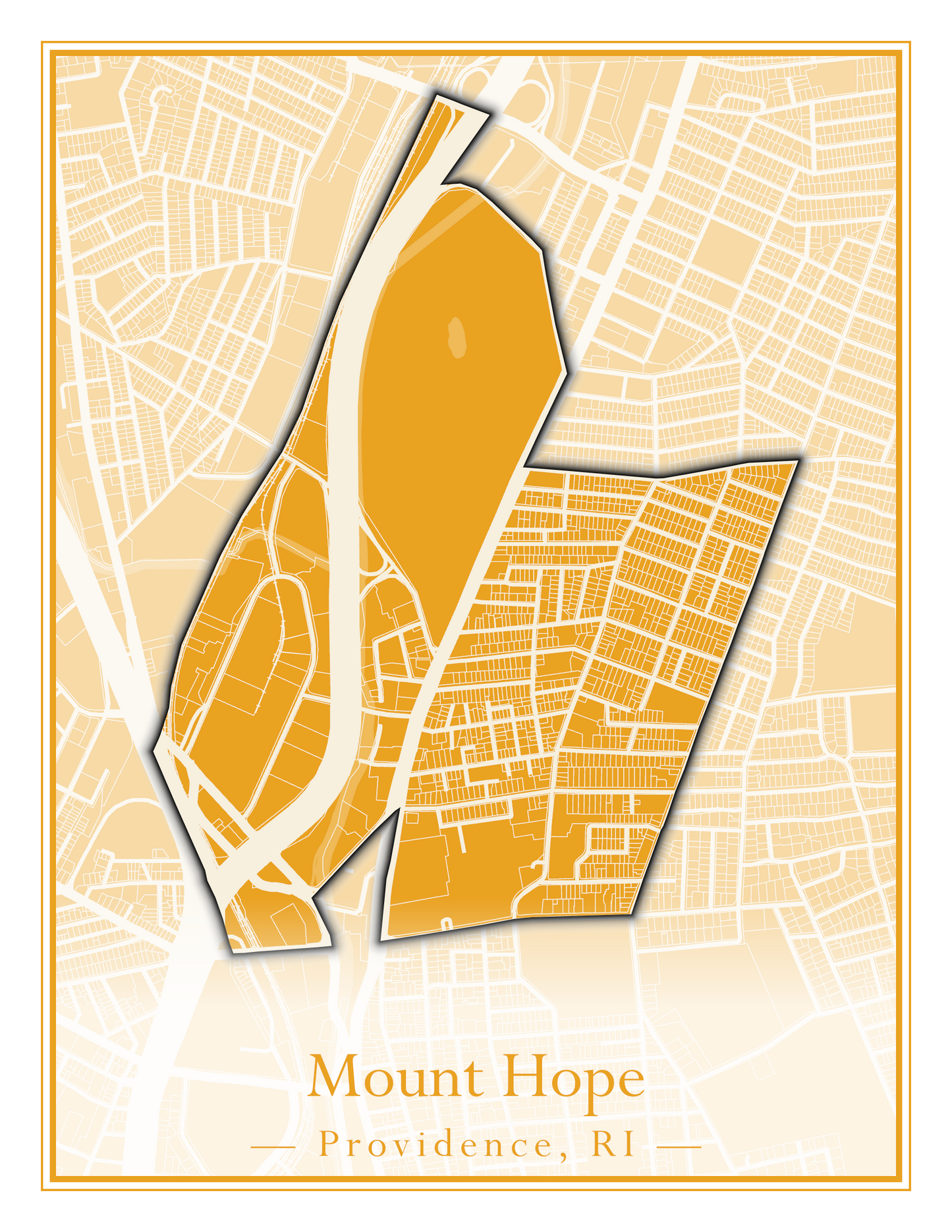 Providence Neighborhoods - Street Map (Mount Hope - Reservoir)