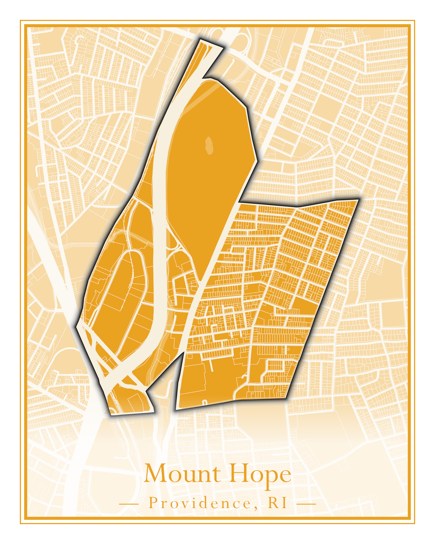 Providence Neighborhoods - Street Map (Mount Hope - Reservoir)