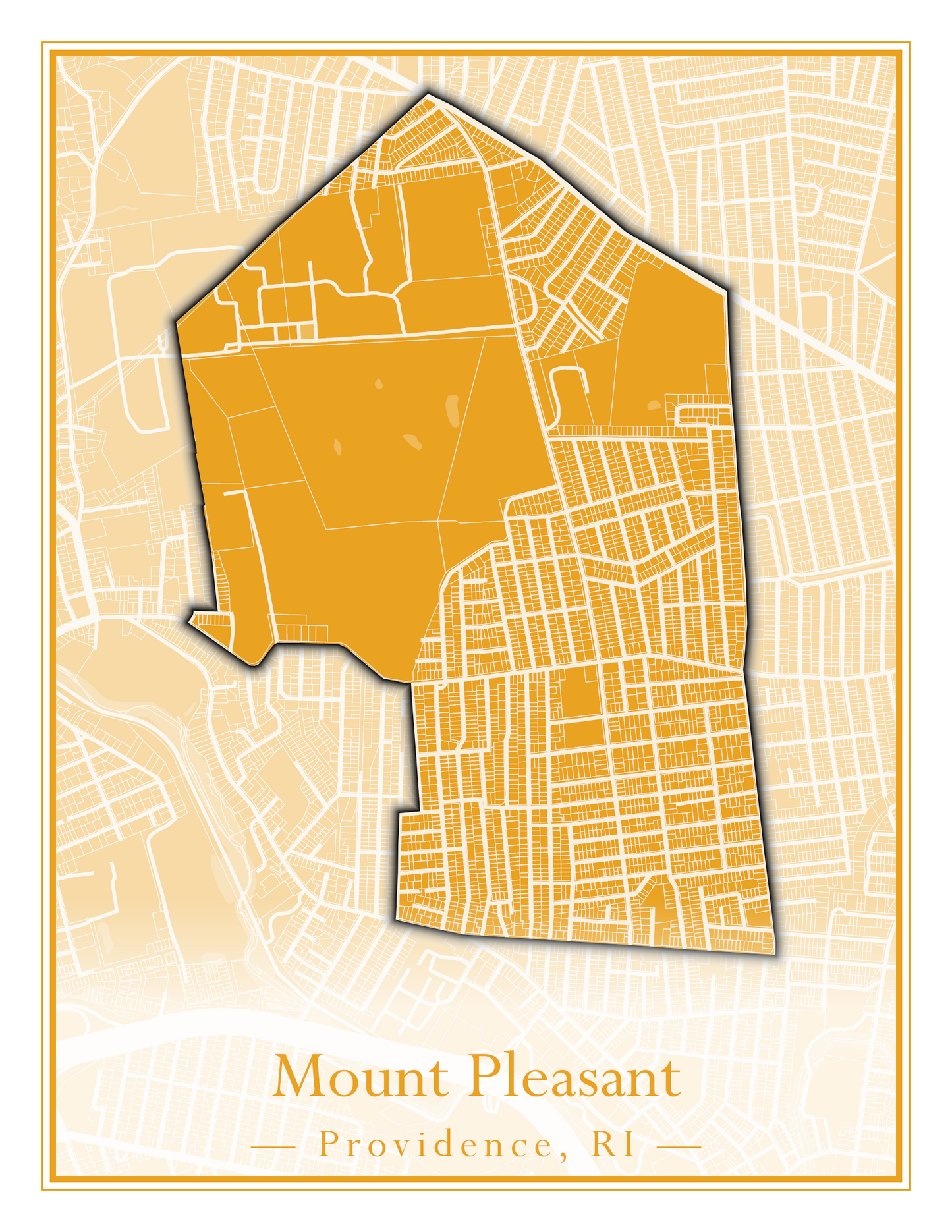 Providence Neighborhoods - Street Map (Mount Hope - Reservoir)