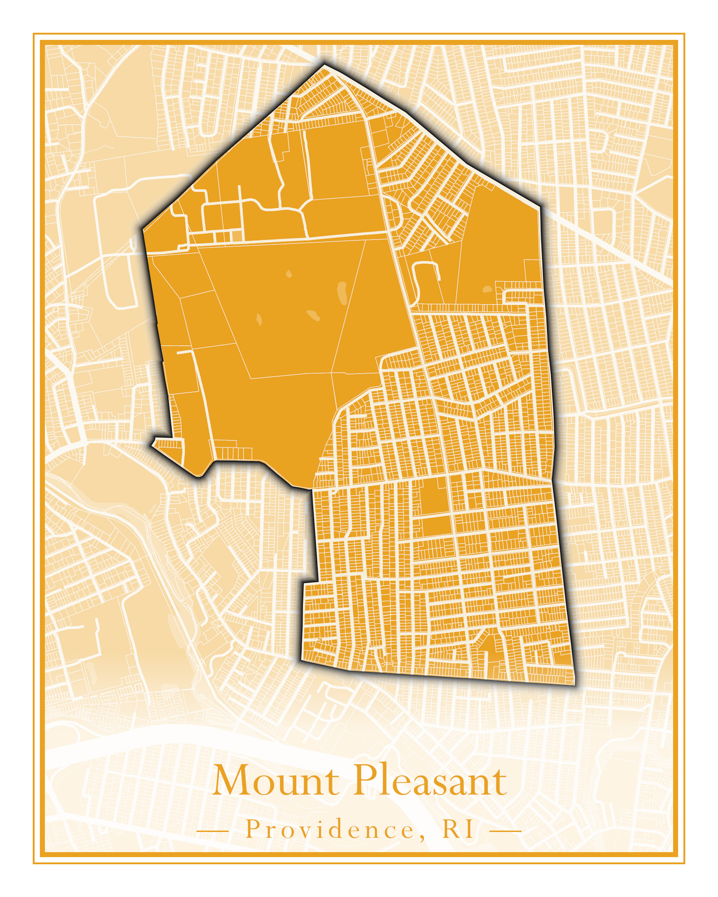 Providence Neighborhoods - Street Map (Mount Hope - Reservoir)