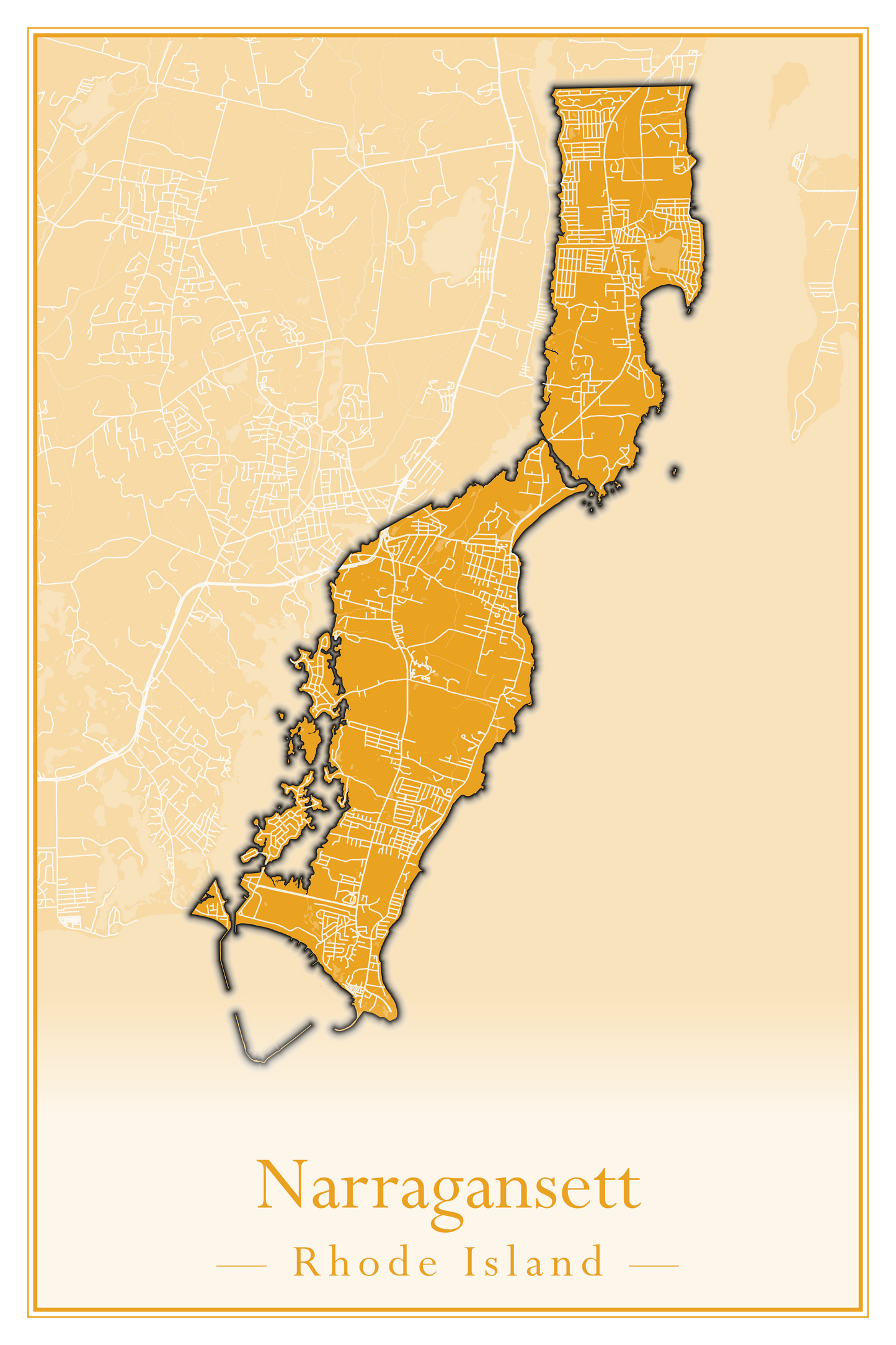 Rhode Island Towns - Street Map (Lincoln - Narragansett)