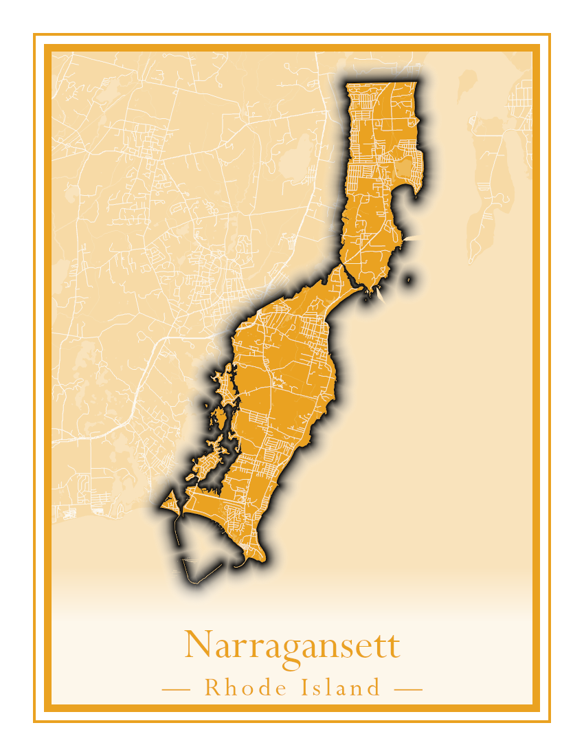 Rhode Island Towns - Street Map (Lincoln - Narragansett)