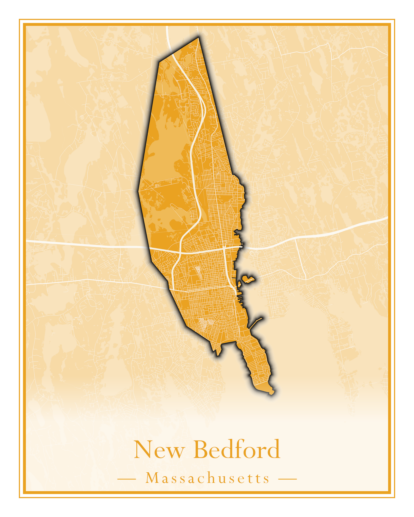 Massachusetts Towns - Street Map (New Bedford - New Salem)