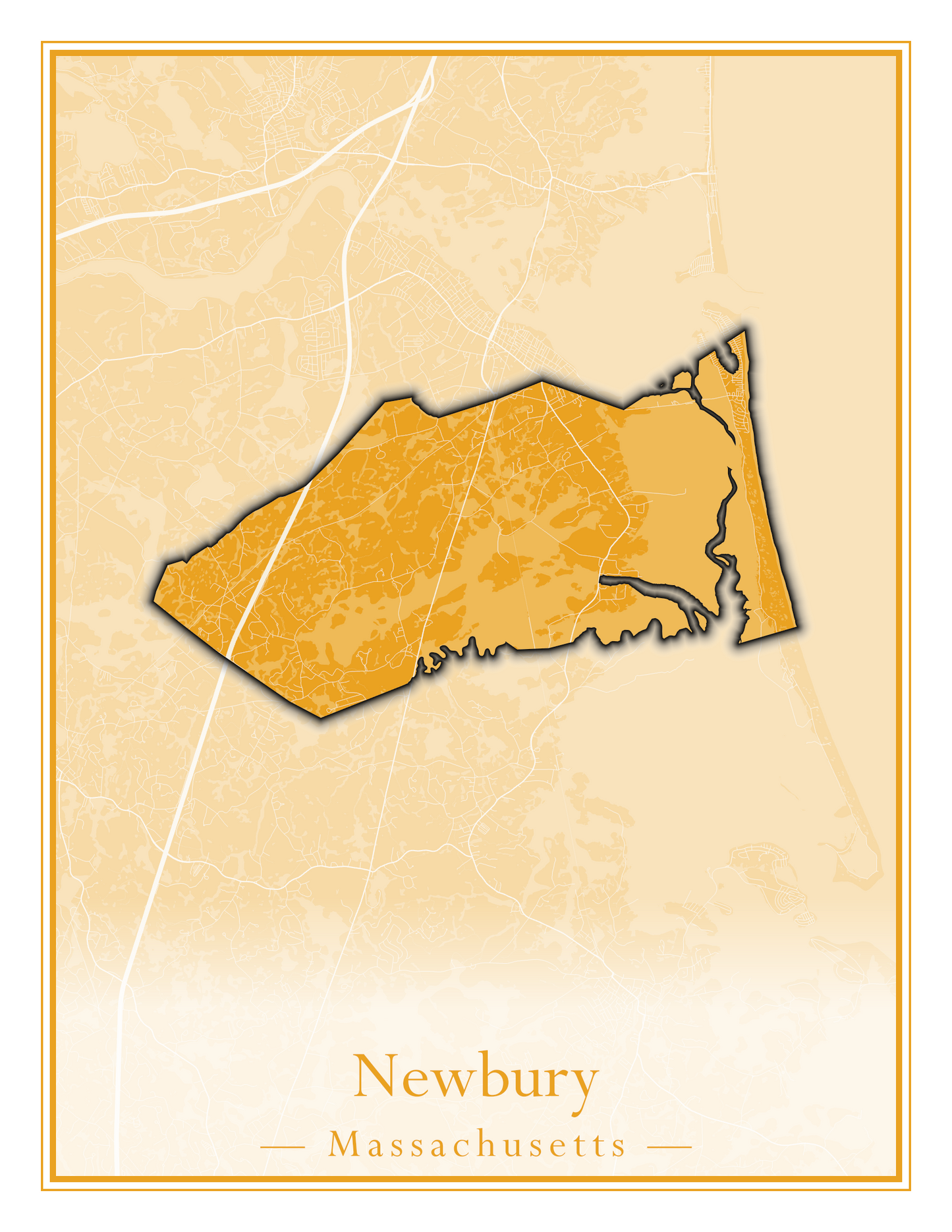 Massachusetts Towns - Street Map (Newbury - Norfolk)