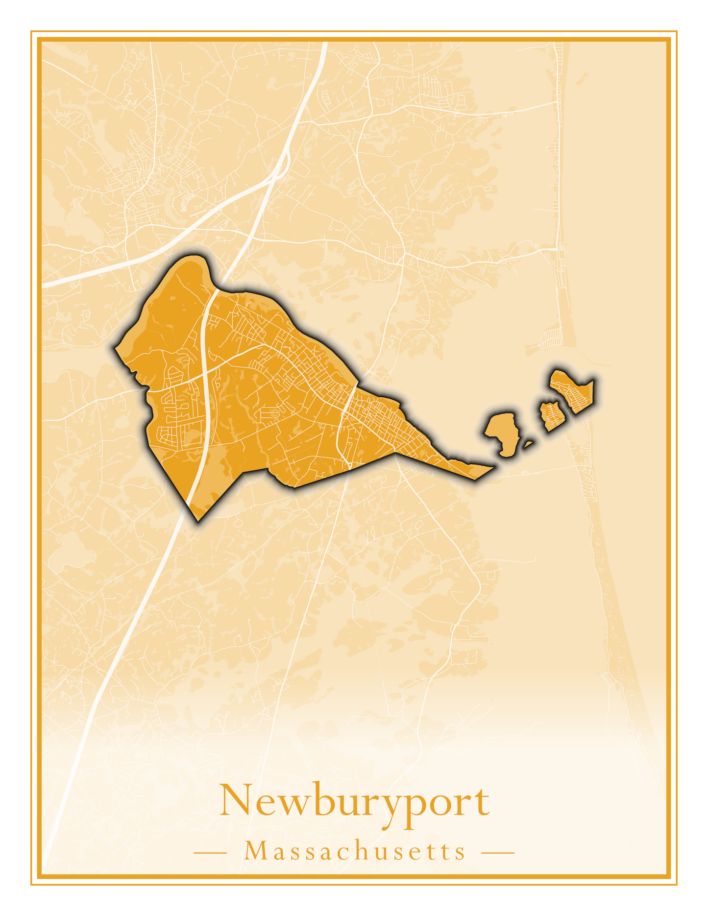 Massachusetts Towns - Street Map (Newbury - Norfolk)