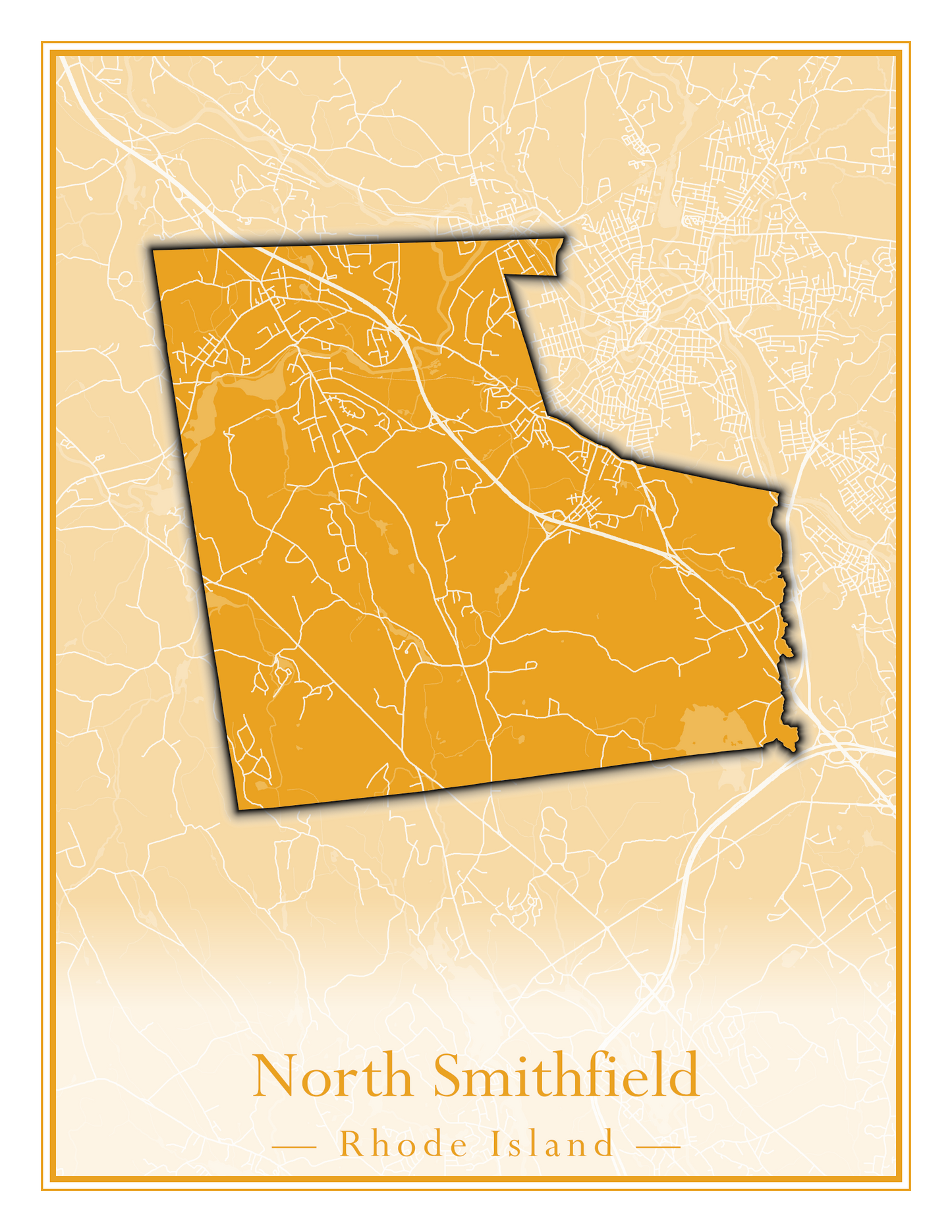 Rhode Island Towns - Street Map (North Smithfield - Providence)