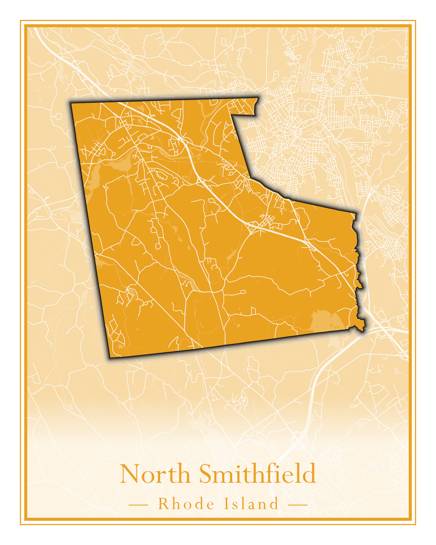 Rhode Island Towns - Street Map (North Smithfield - Providence)