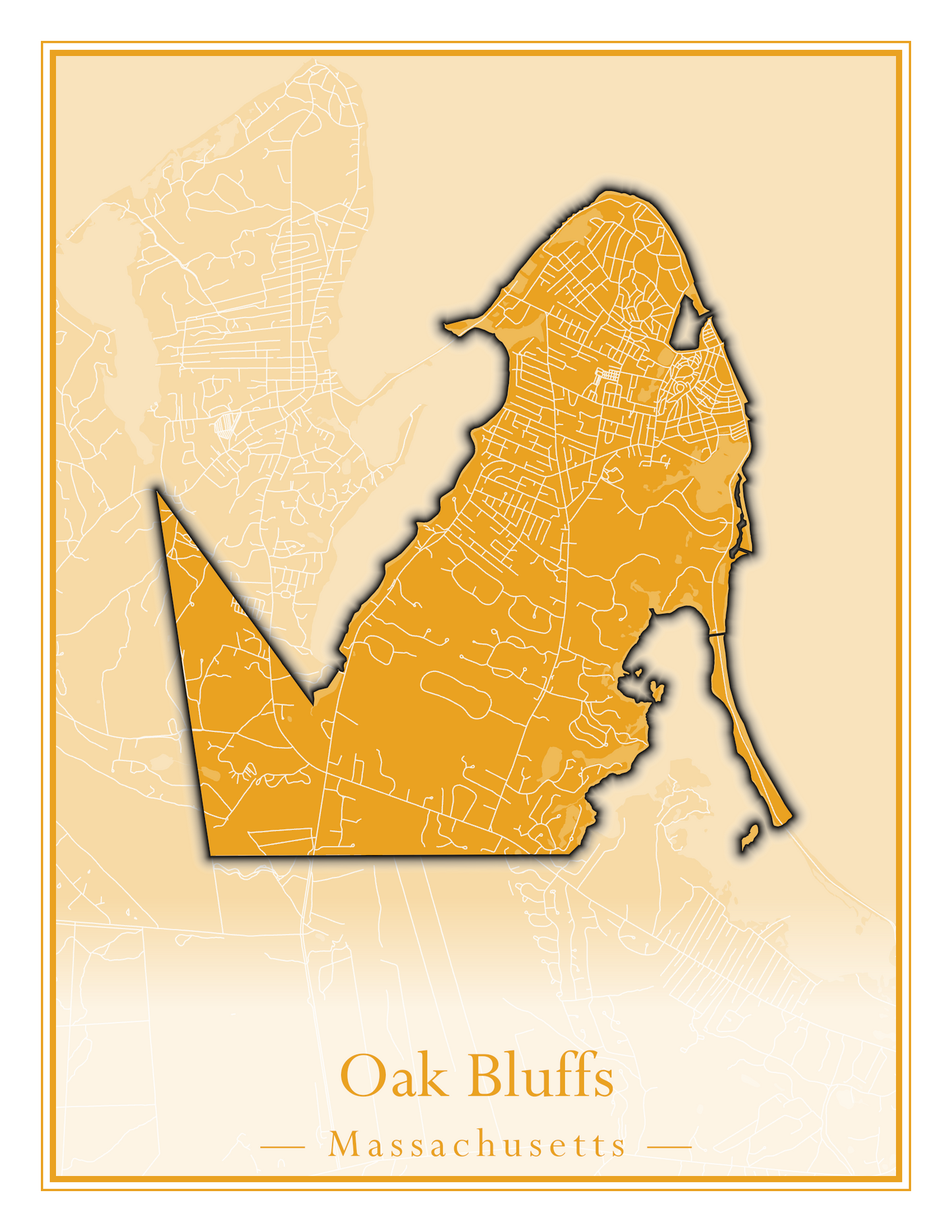 Massachusetts Towns - Street Map (Oak Bluffs - Orleans)