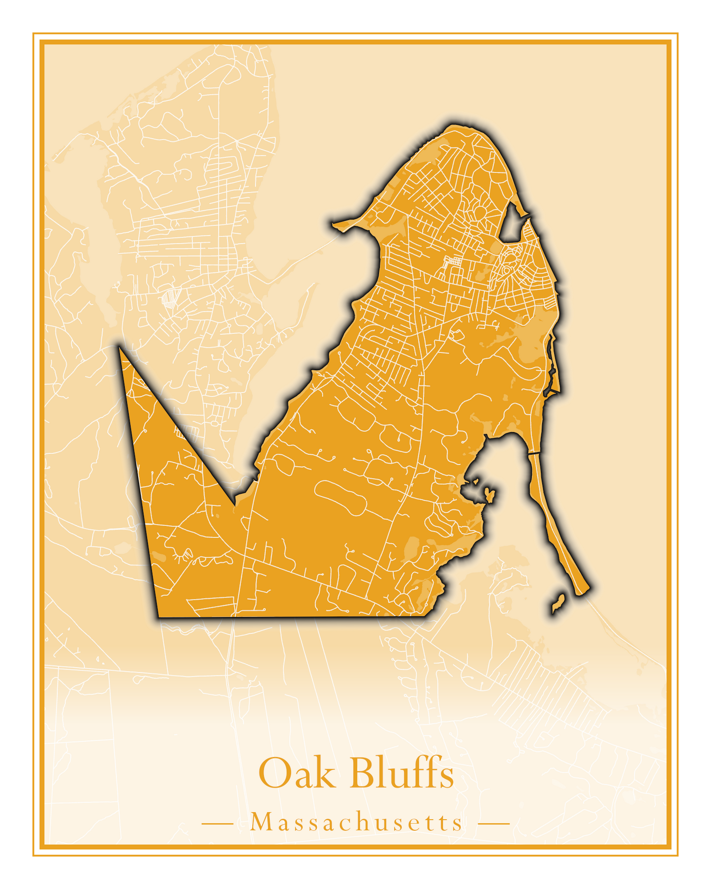 Massachusetts Towns - Street Map (Oak Bluffs - Orleans)