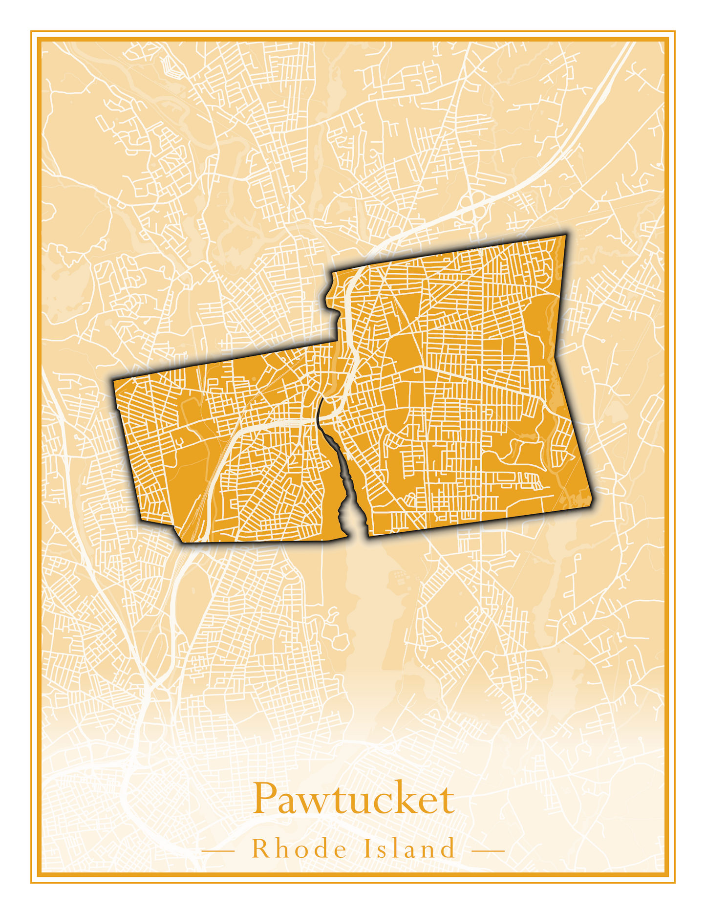 Rhode Island Towns - Street Map (North Smithfield - Providence)