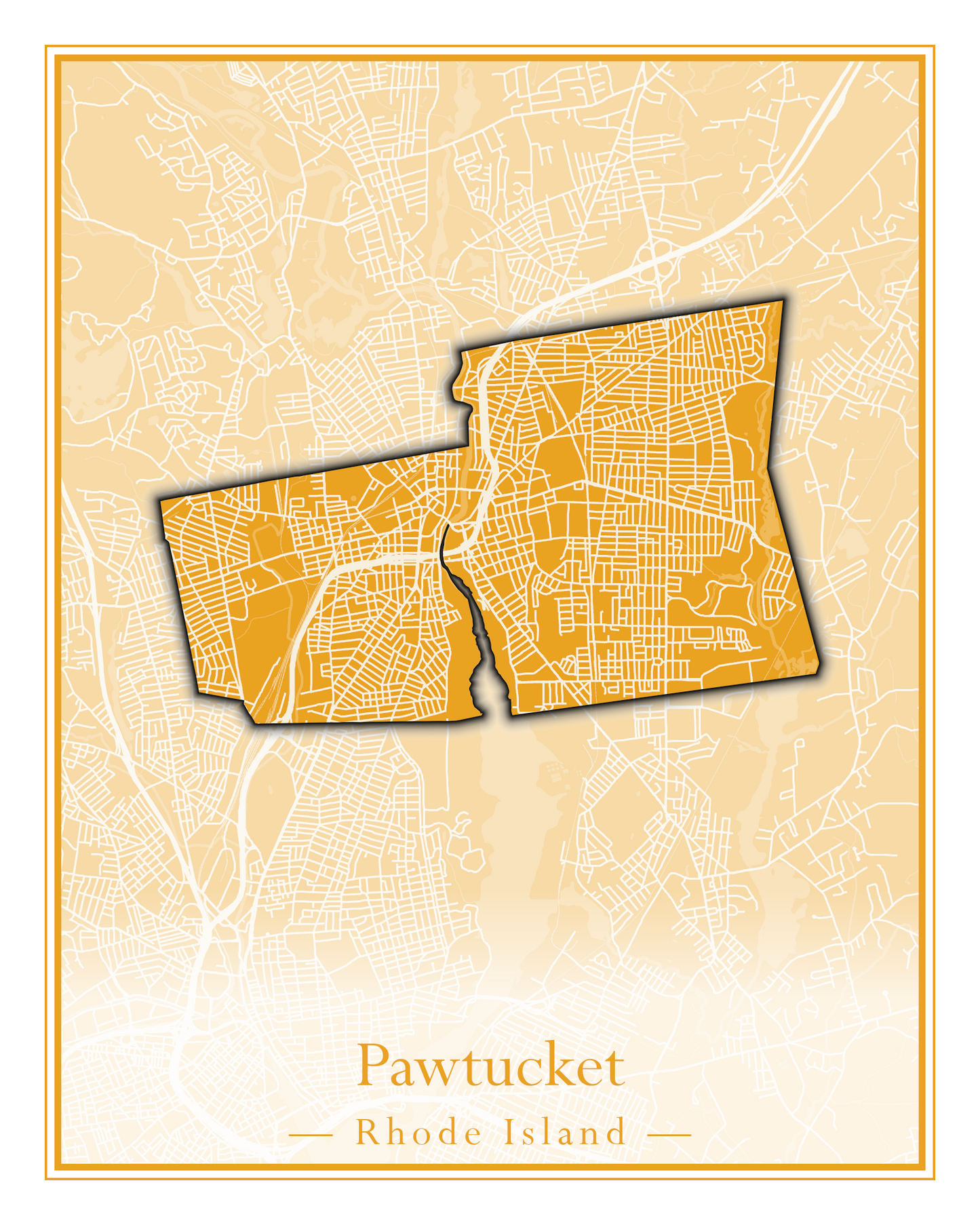 Rhode Island Towns - Street Map (North Smithfield - Providence)