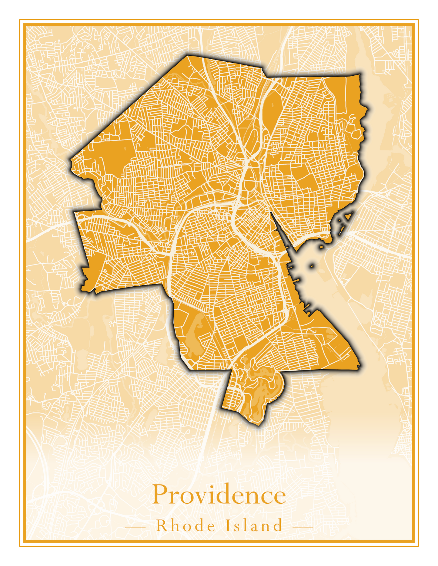 Rhode Island Towns - Street Map (North Smithfield - Providence)