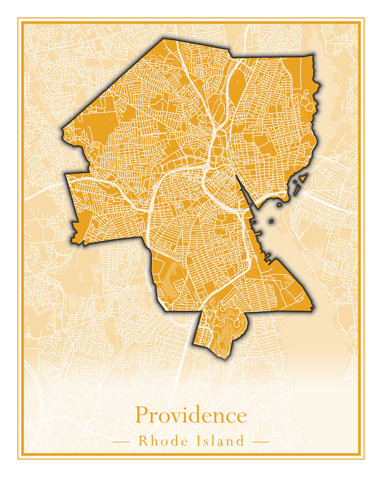 Rhode Island Towns - Street Map (North Smithfield - Providence)