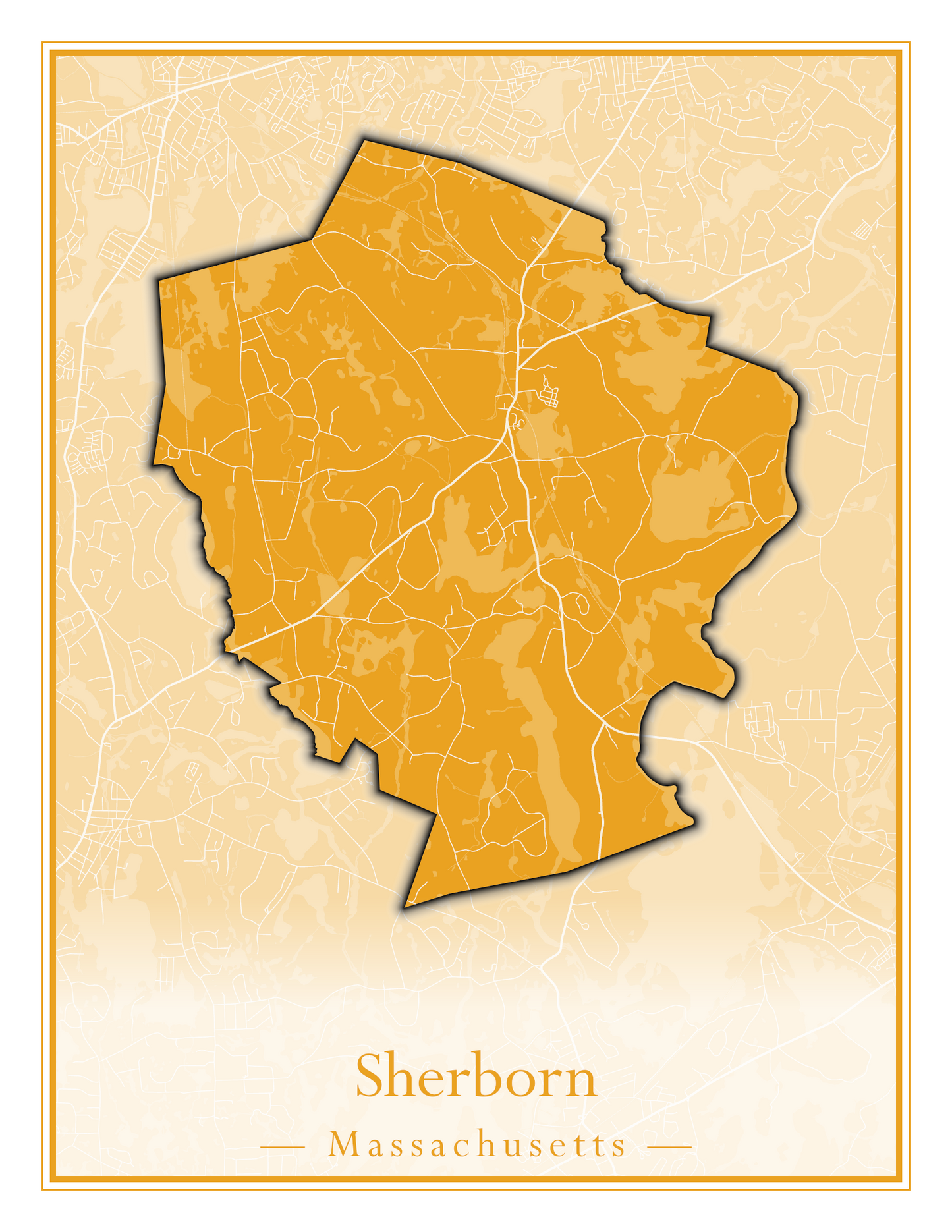 Massachusetts Towns - Street Map (Sherborn - Shutesbury)