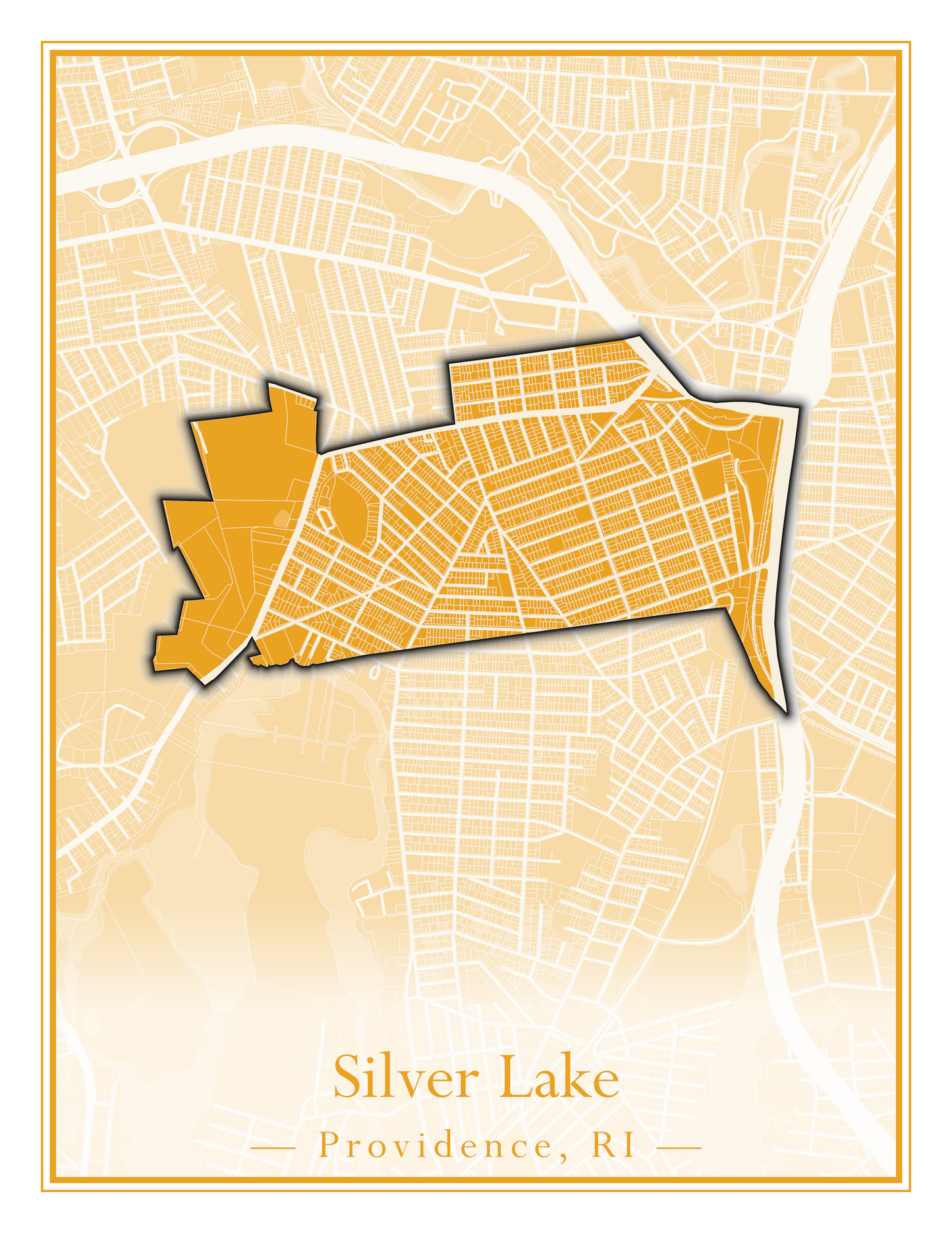 Providence Neighborhoods - Street Map (Silver Lake - Upper South Providence)