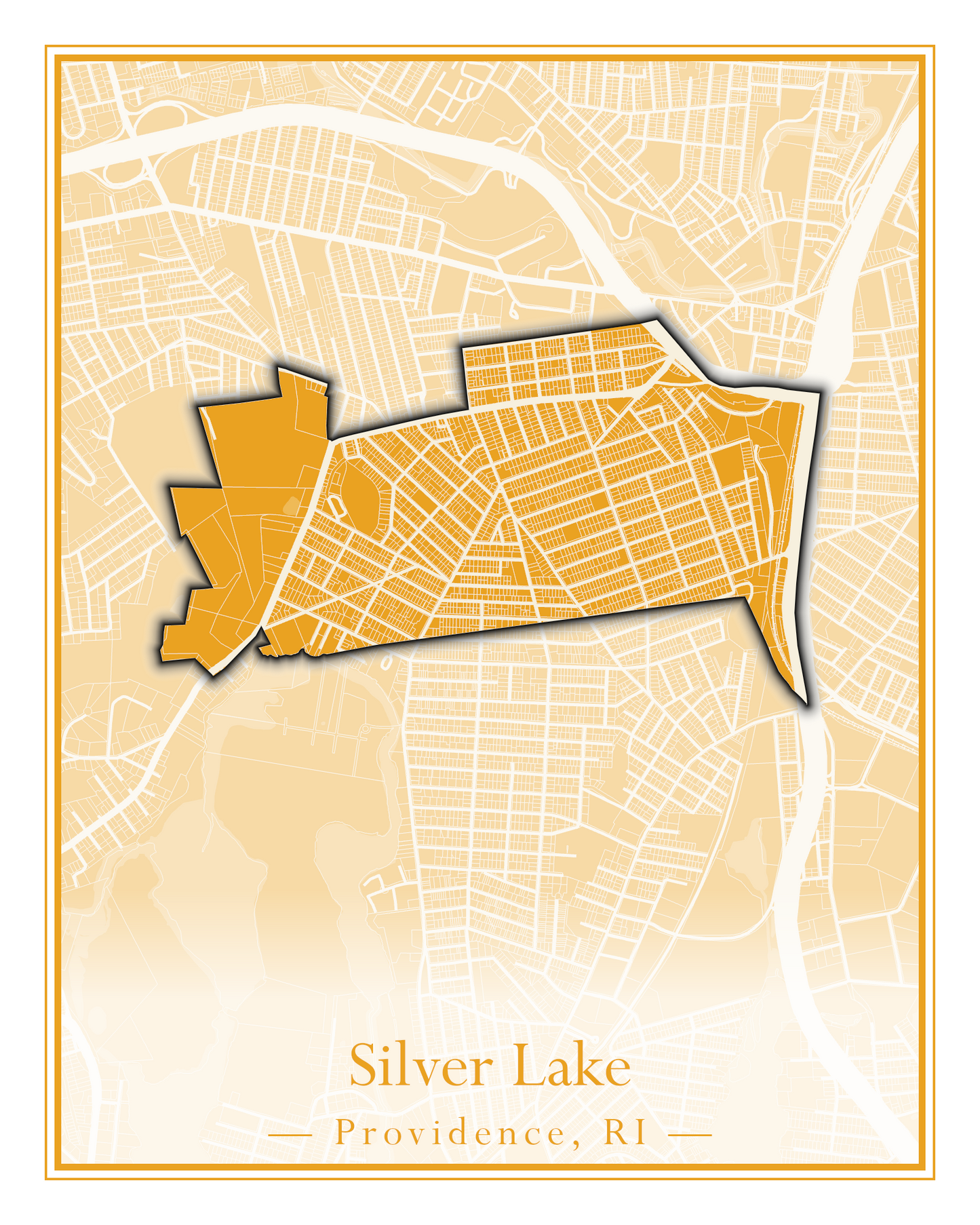 Providence Neighborhoods - Street Map (Silver Lake - Upper South Providence)