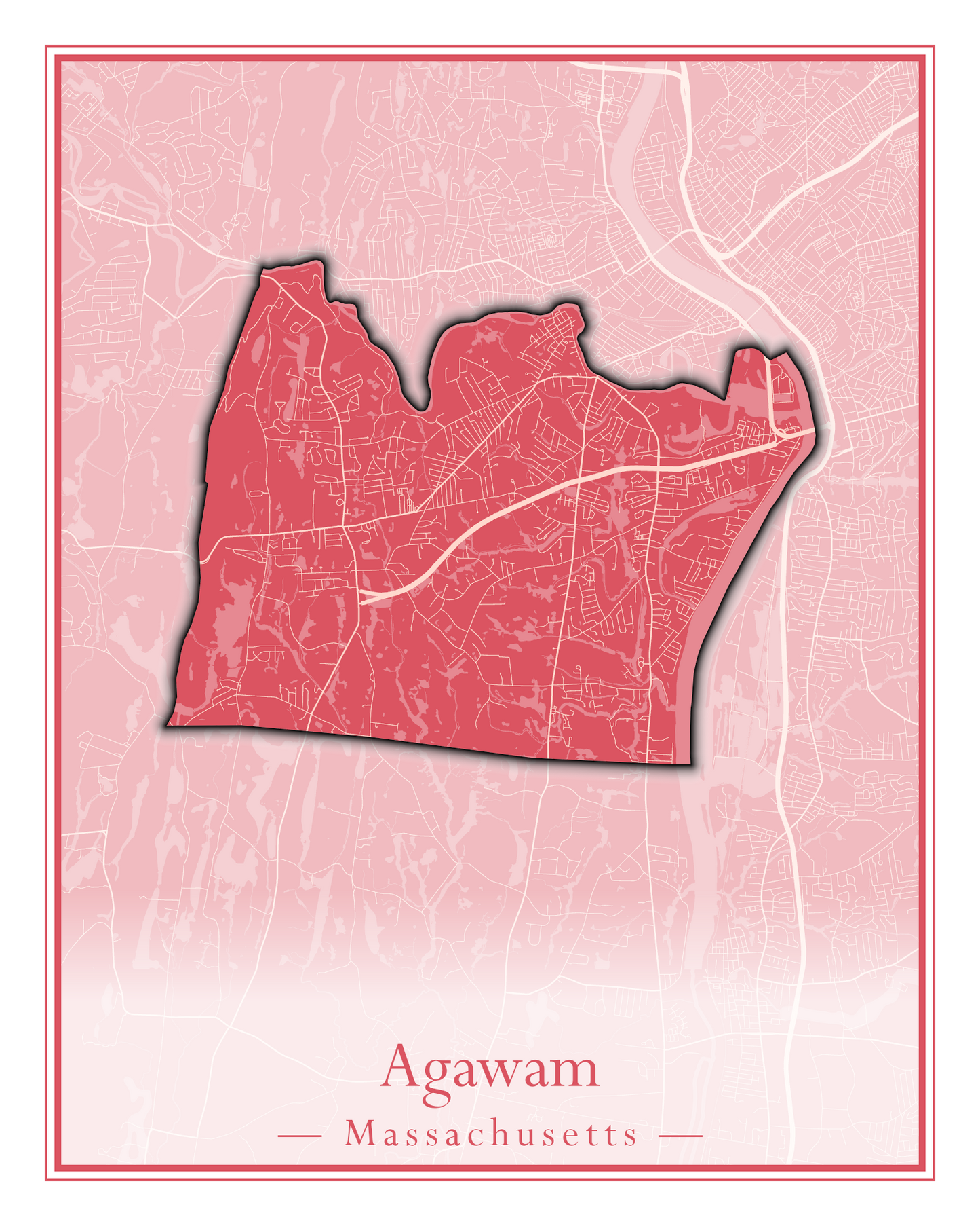 Massachusetts Towns - Street Map (Agawam - Amherst)