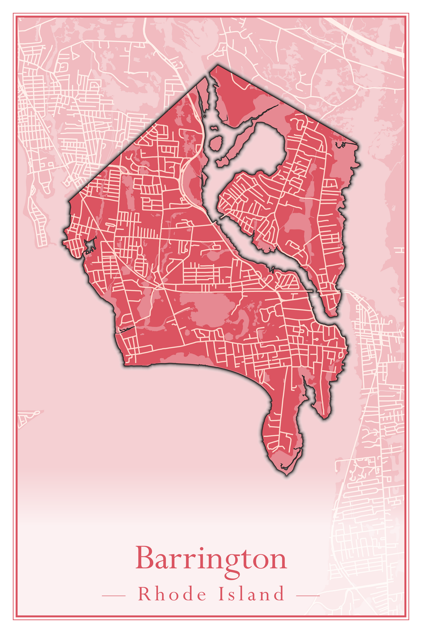 Rhode Island Towns - Street Map (Barrington - Central Falls)