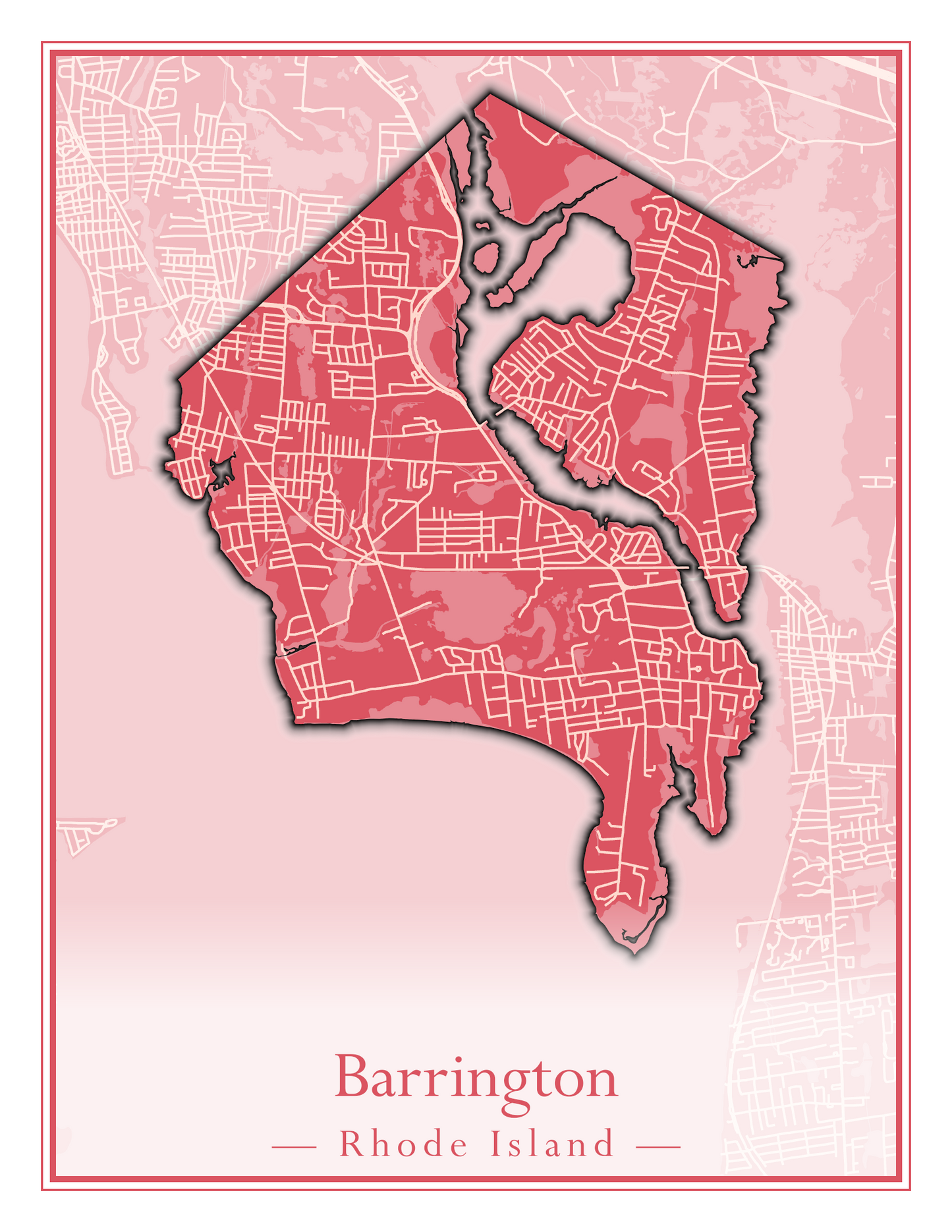 Rhode Island Towns - Street Map (Barrington - Central Falls)