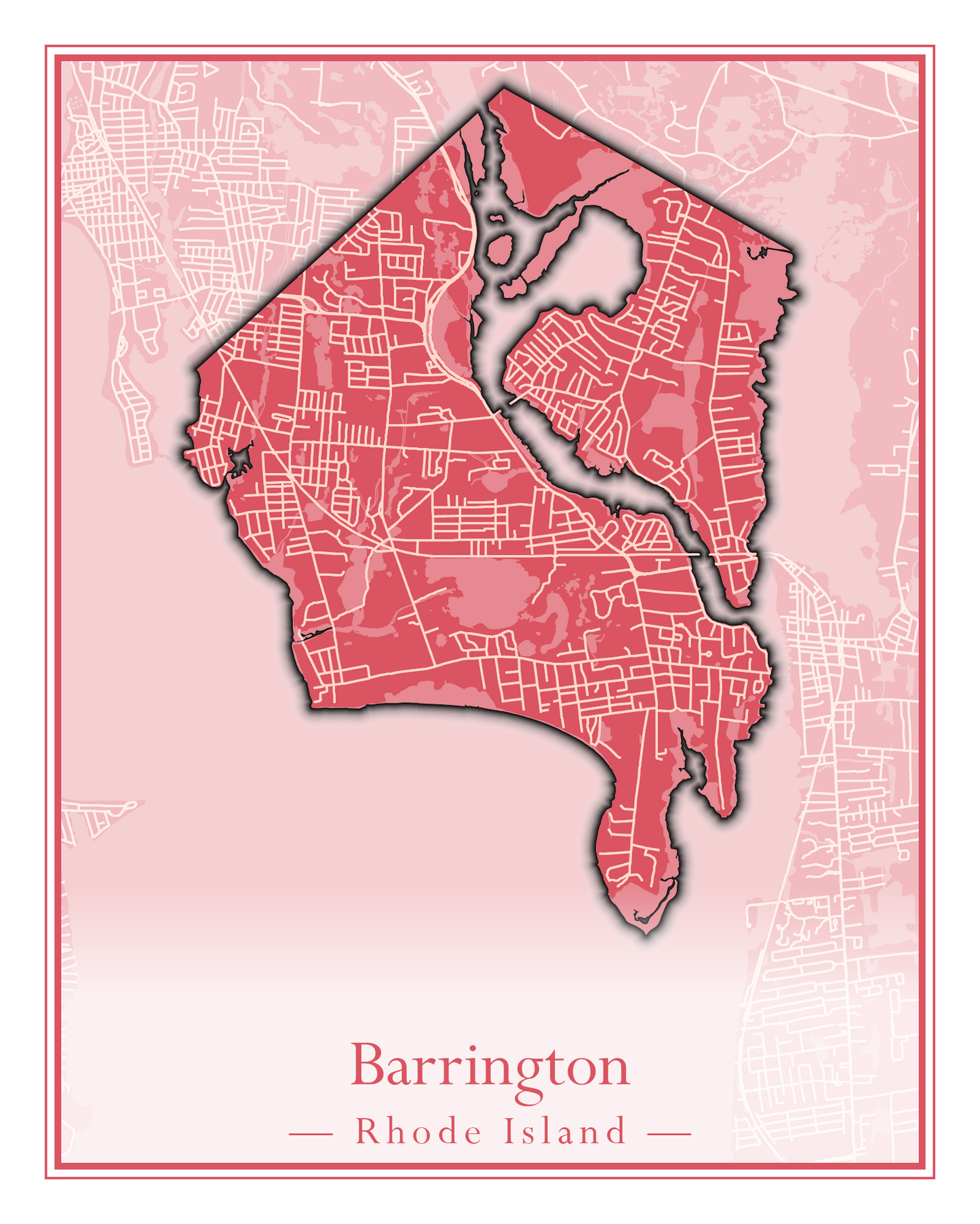 Rhode Island Towns - Street Map (Barrington - Central Falls)