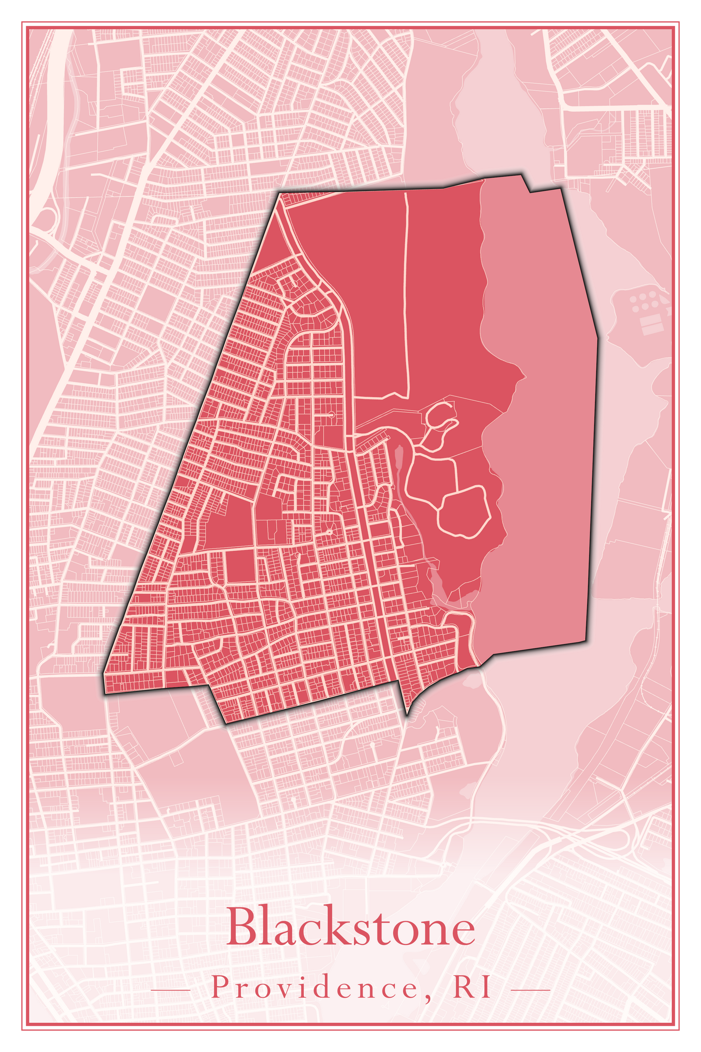 Providence Neighborhoods - Street Map (Blackstone - Downtown)