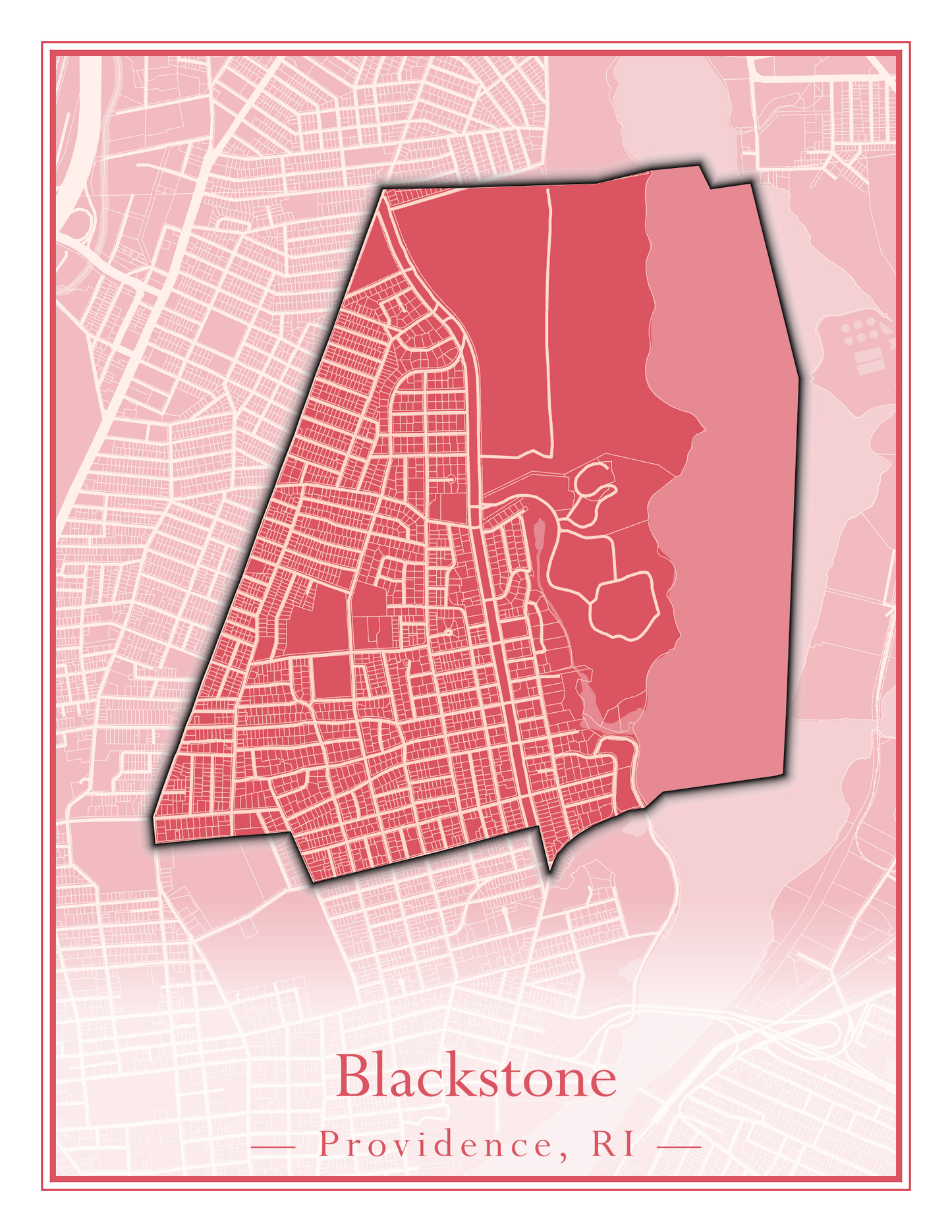 Providence Neighborhoods - Street Map (Blackstone - Downtown)