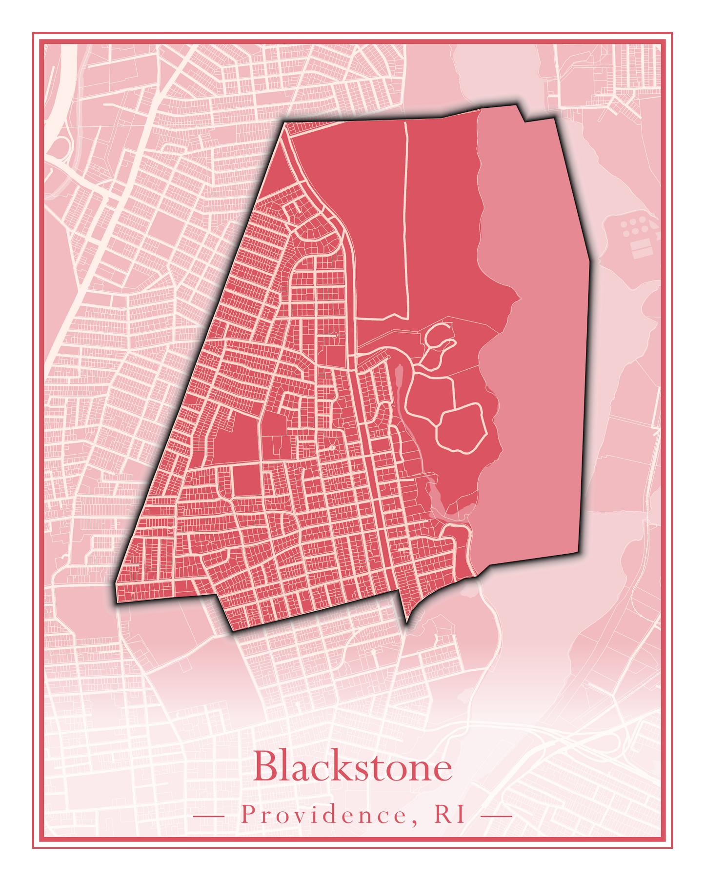 Providence Neighborhoods - Street Map (Blackstone - Downtown)