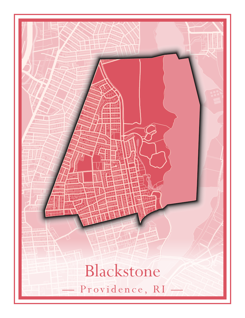 Providence Neighborhoods - Street Map (Blackstone - Downtown)