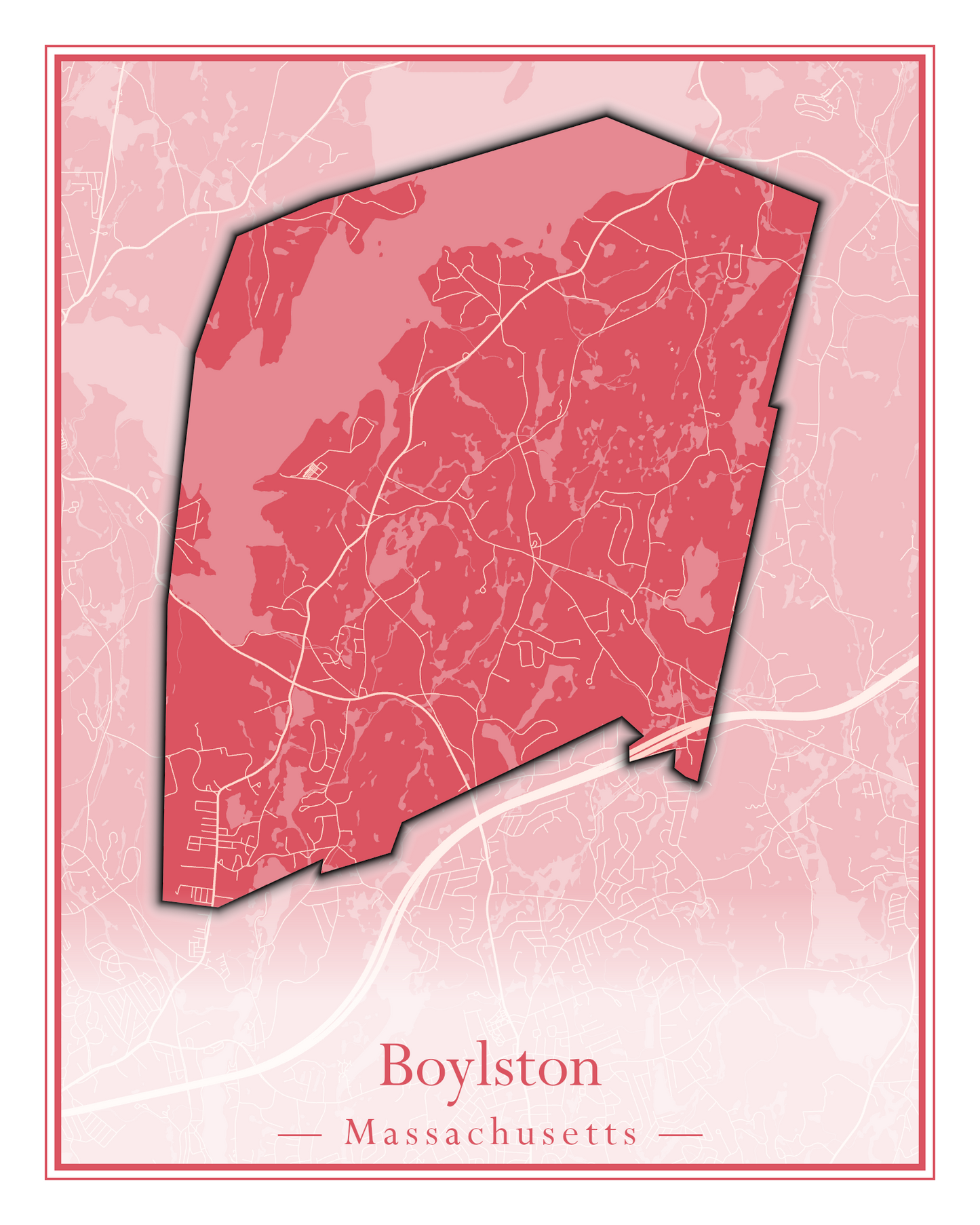 Massachusetts Towns - Street Map (Bourne - Boylston)