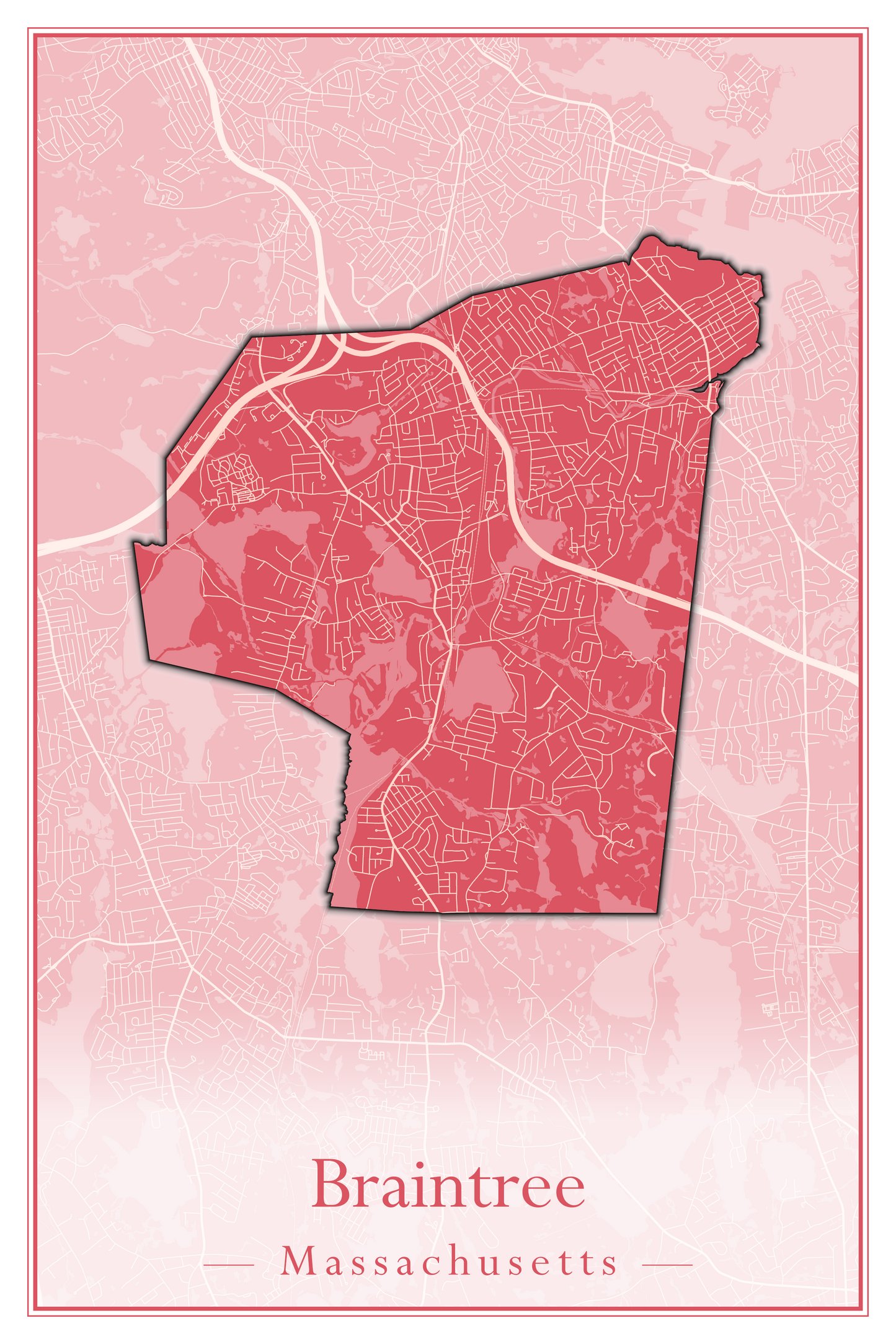 Massachusetts Towns - Street Map (Braintree - Brimfield)