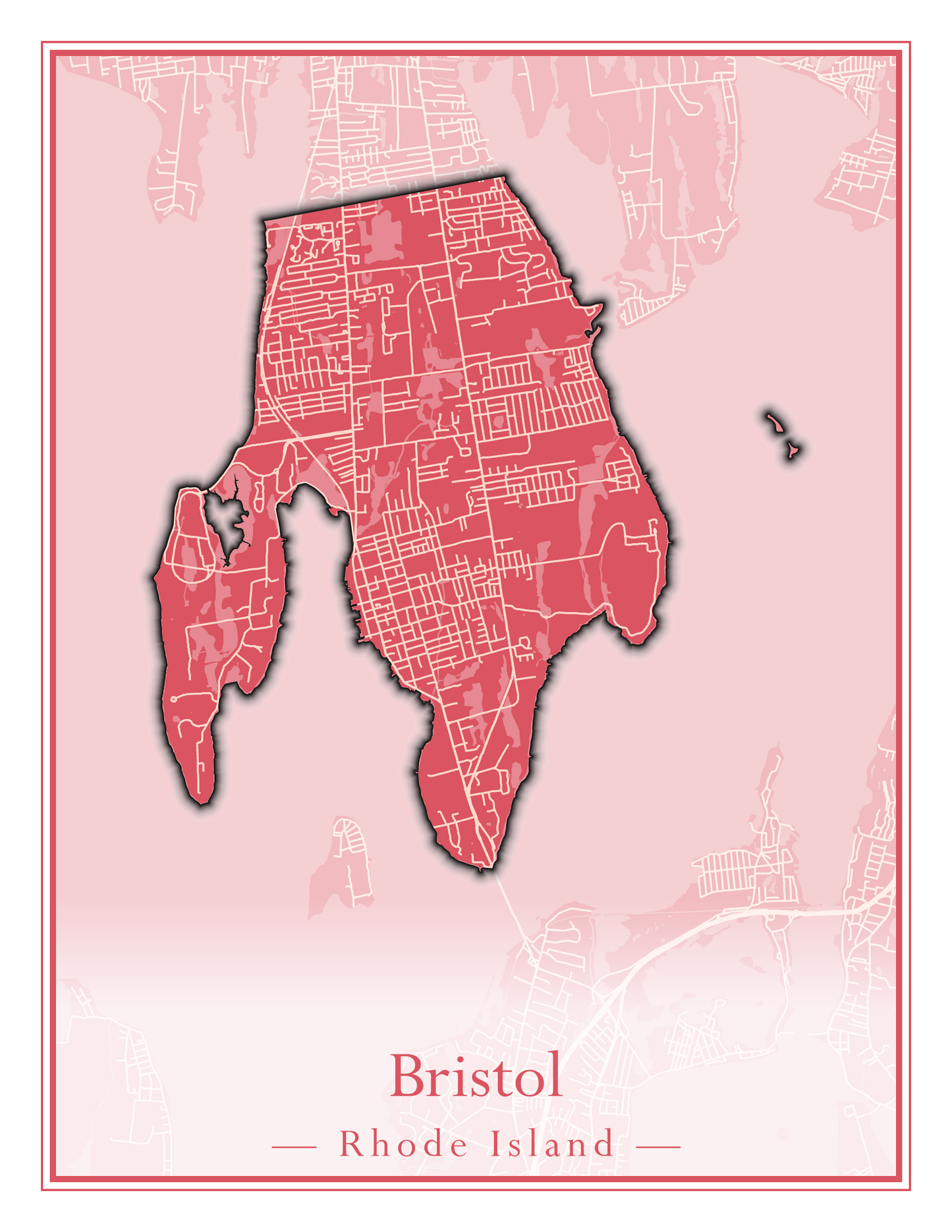 Rhode Island Towns - Street Map (Barrington - Central Falls)