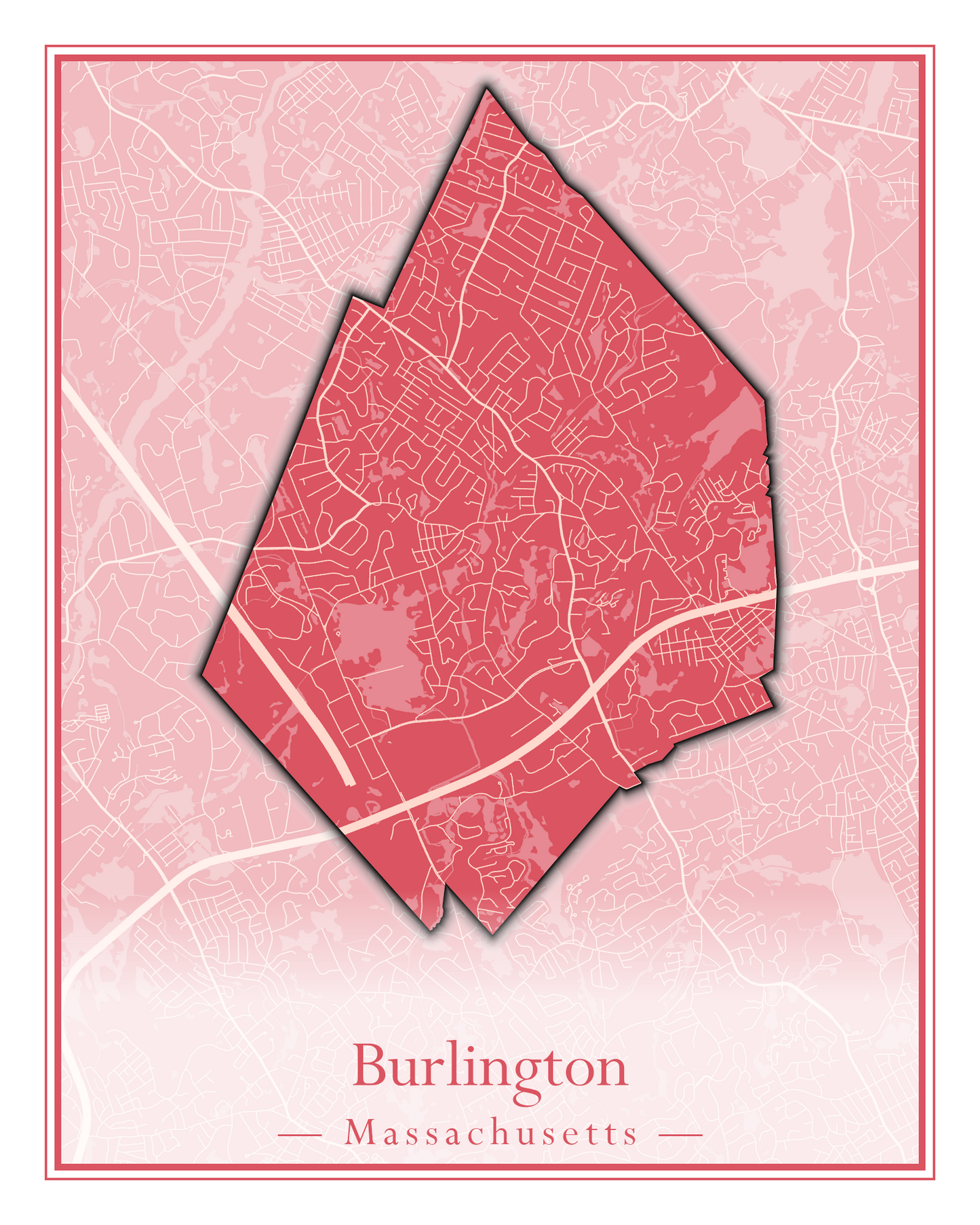 Massachusetts Towns - Street Map (Burlington - Carlisle)