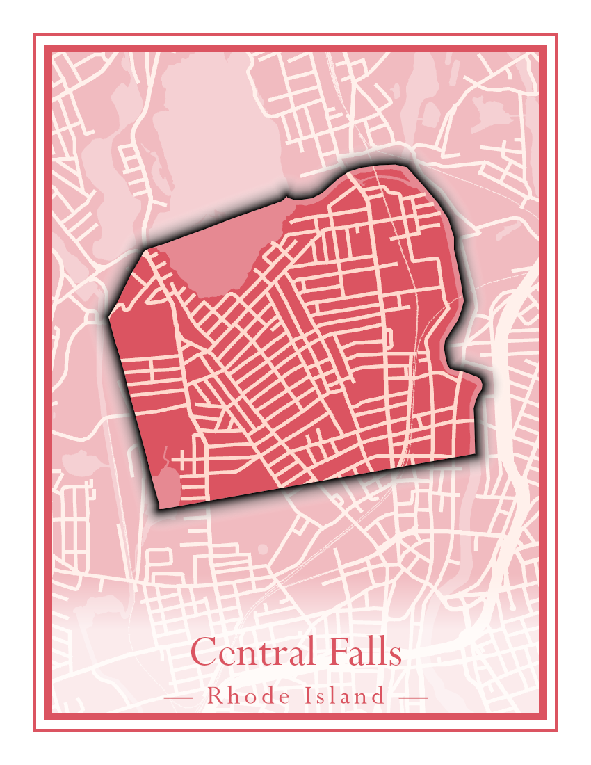 Rhode Island Towns - Street Map (Barrington - Central Falls)