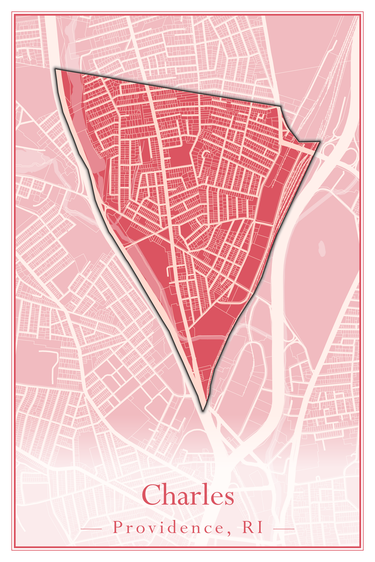 Providence Neighborhoods - Street Map (Blackstone - Downtown)