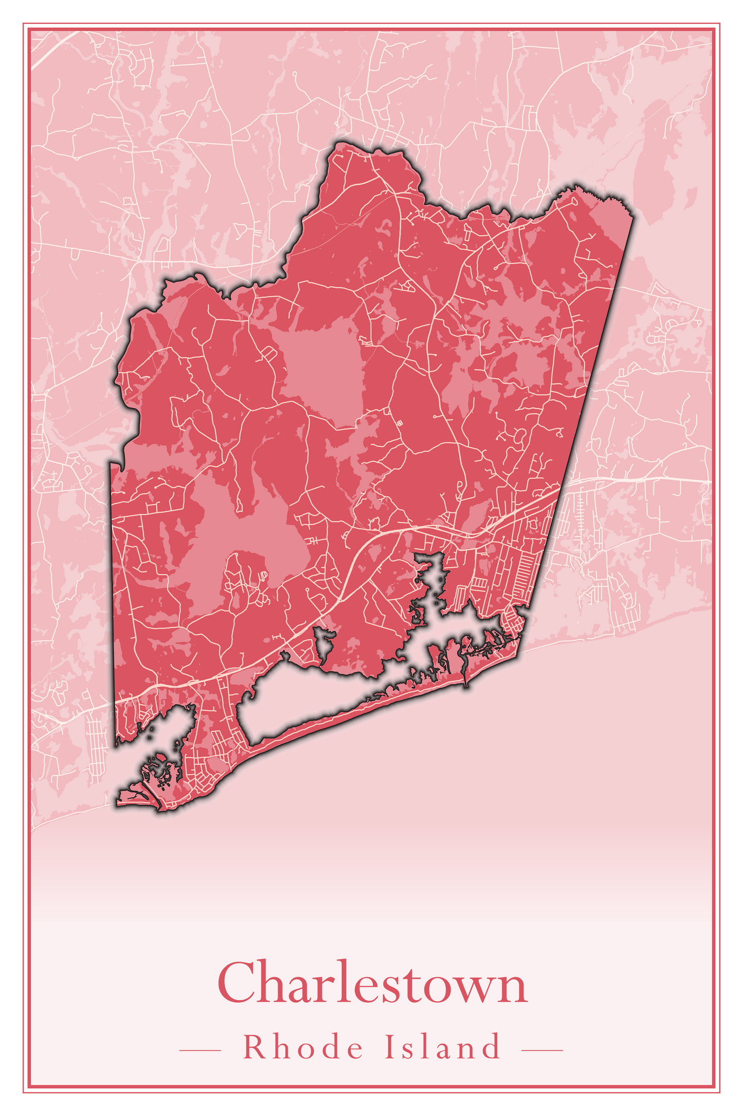 Rhode Island Towns - Street Map (Charlestown - Cumberland)