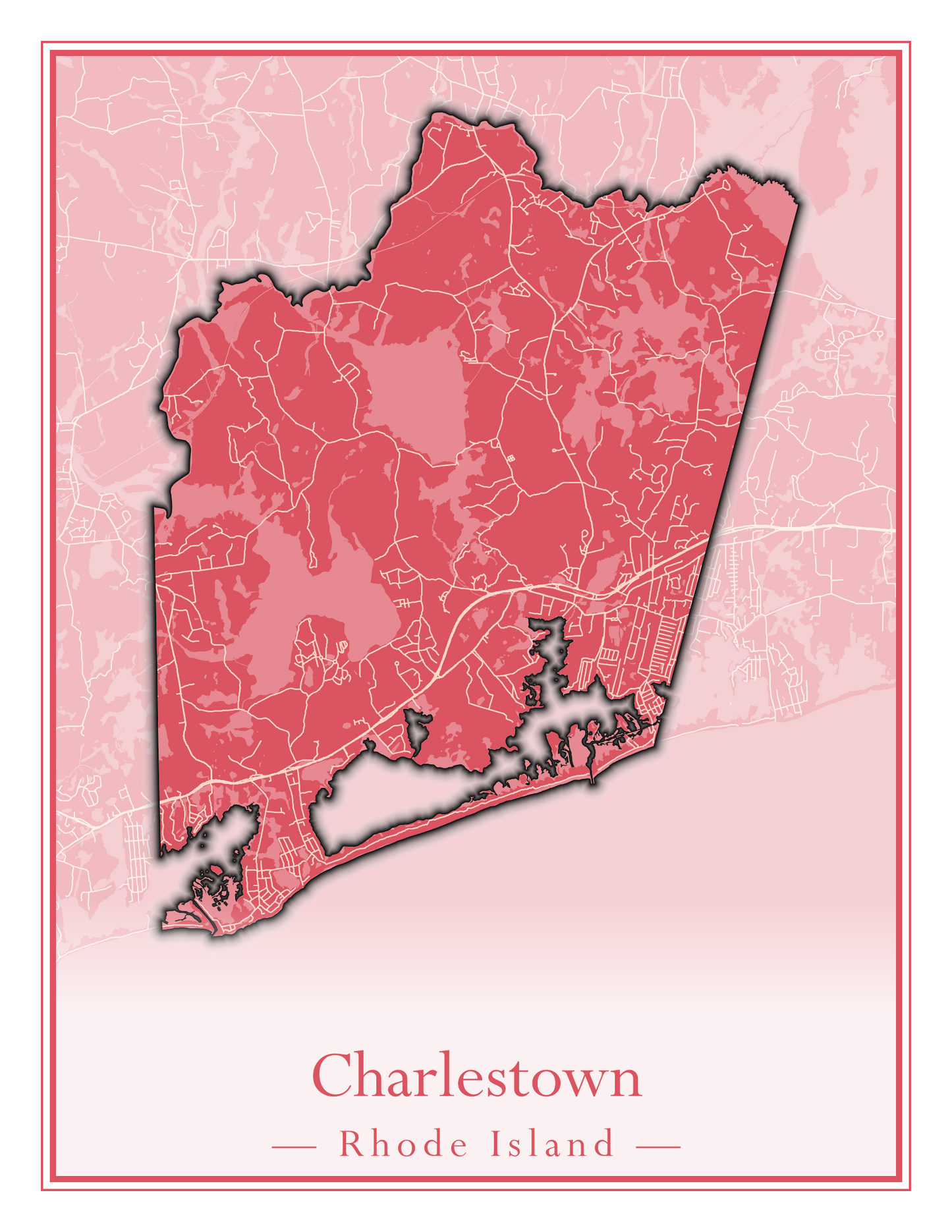 Rhode Island Towns - Street Map (Charlestown - Cumberland)