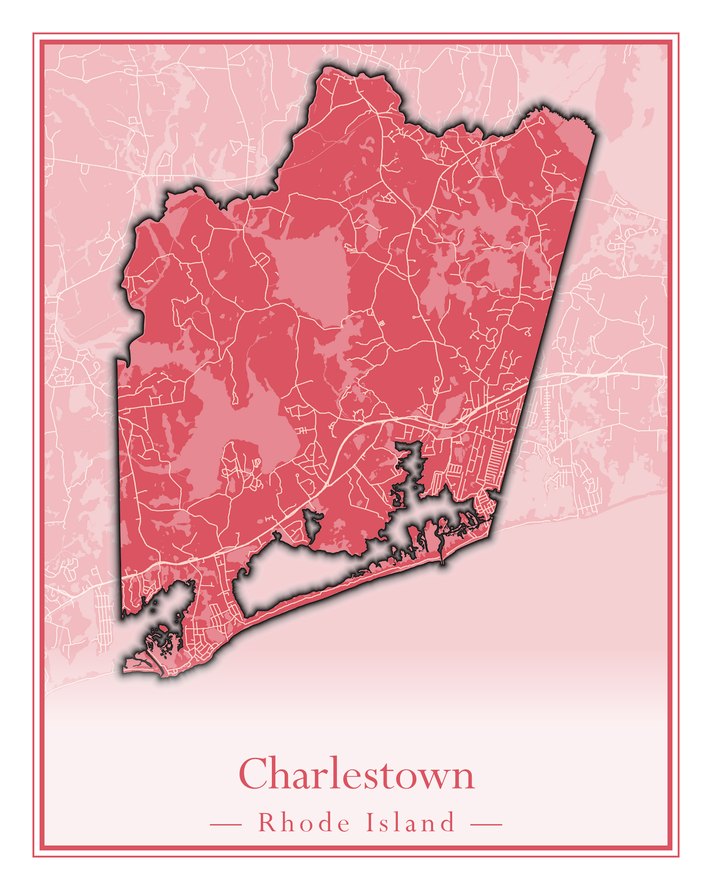 Rhode Island Towns - Street Map (Charlestown - Cumberland)