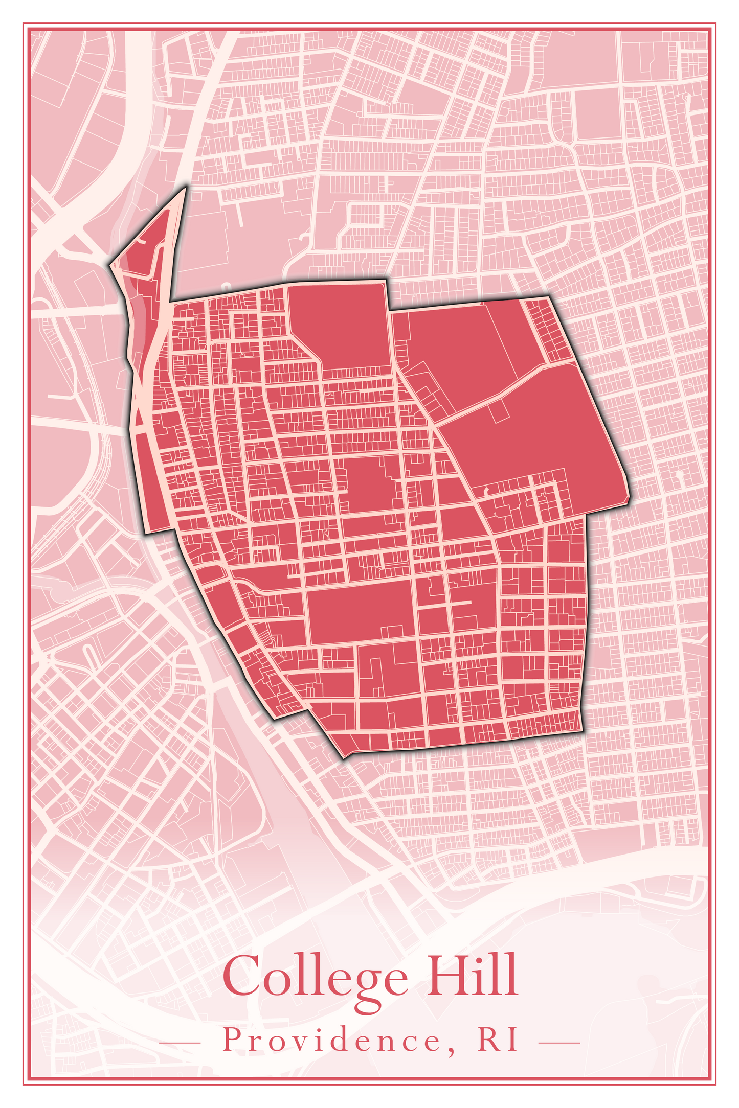 Providence Neighborhoods - Street Map (Blackstone - Downtown)