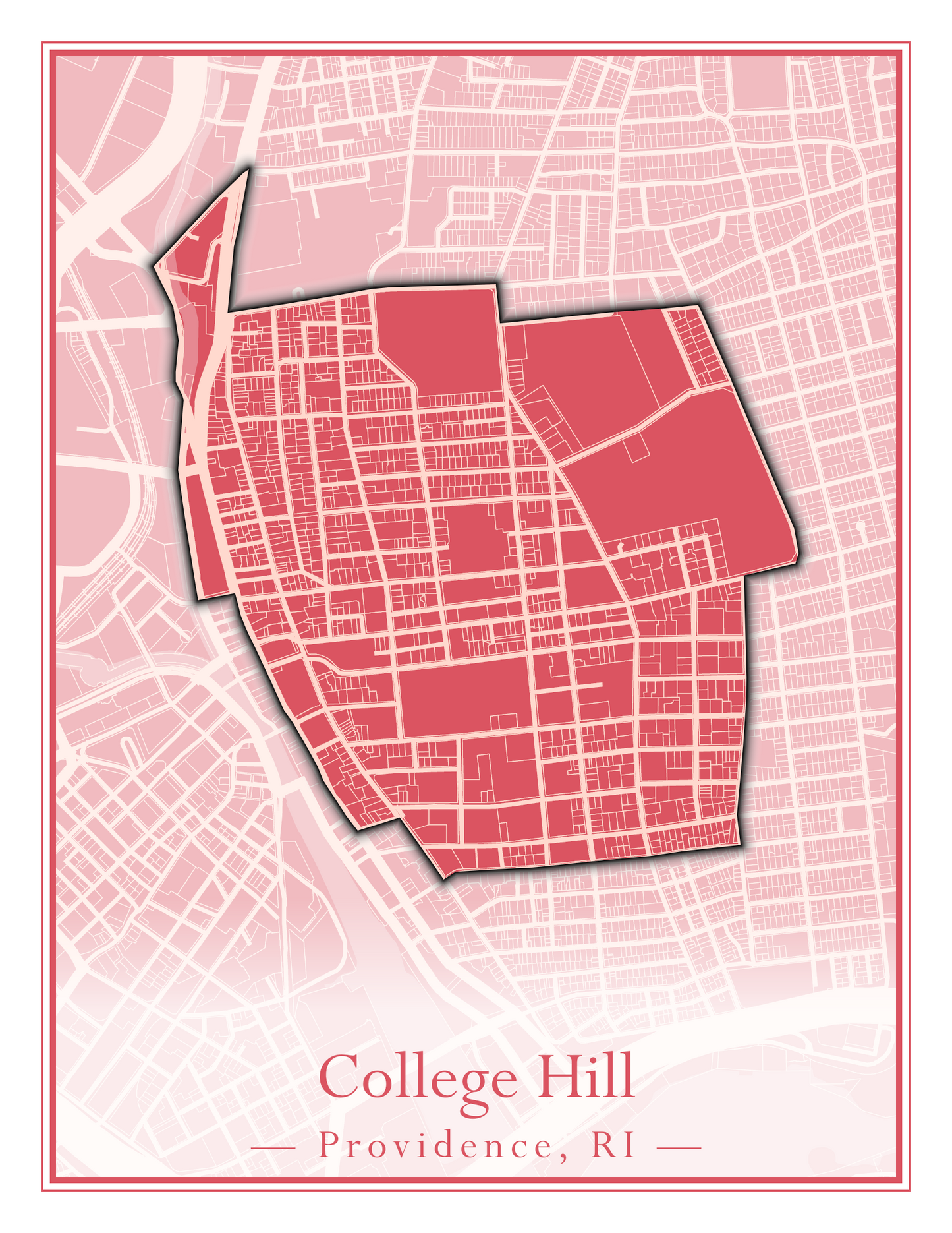 Providence Neighborhoods - Street Map (Blackstone - Downtown)