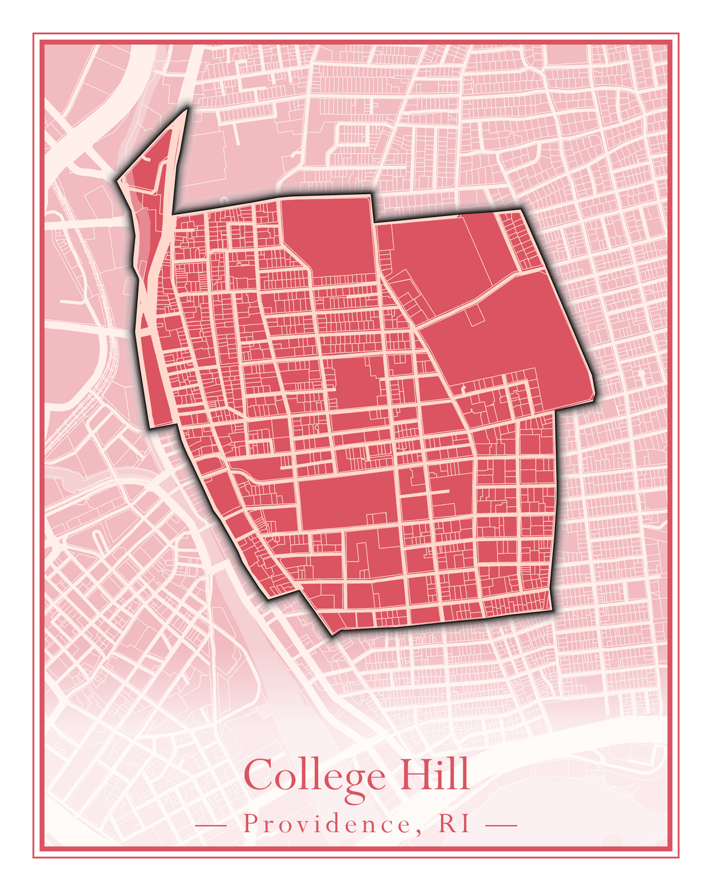 Providence Neighborhoods - Street Map (Blackstone - Downtown)