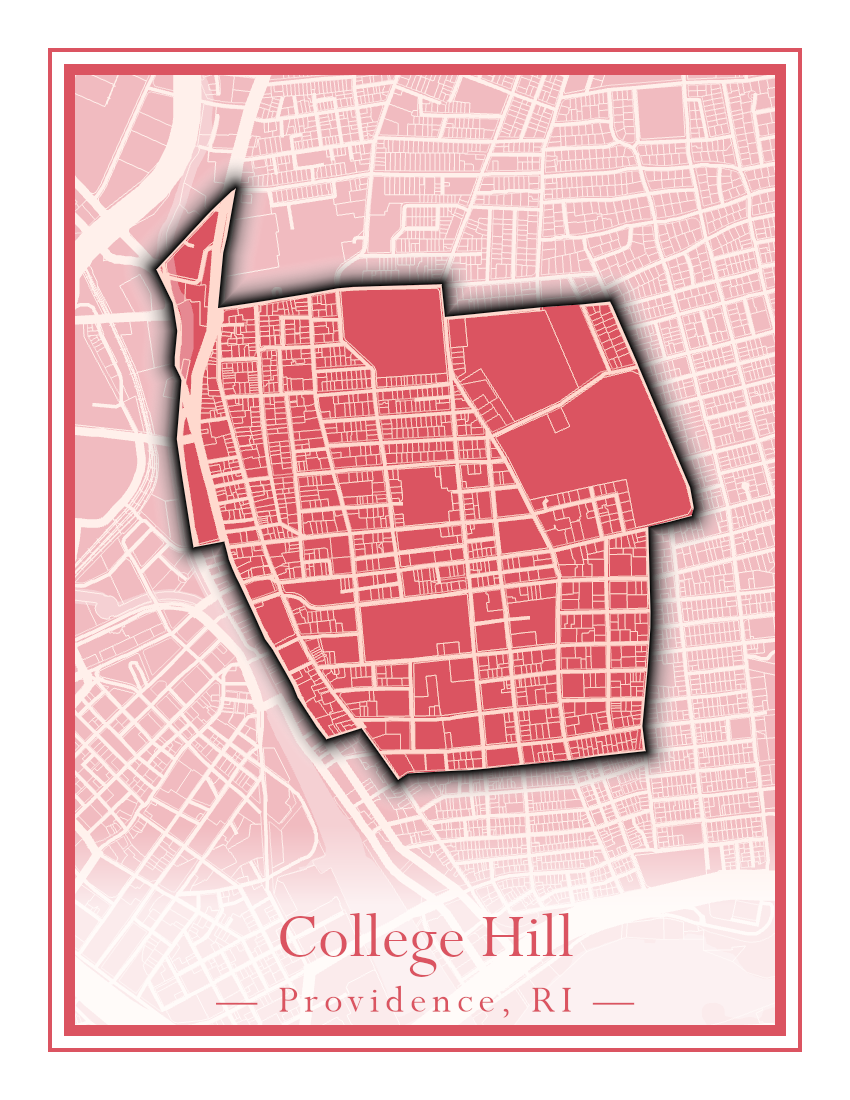 Providence Neighborhoods - Street Map (Blackstone - Downtown)