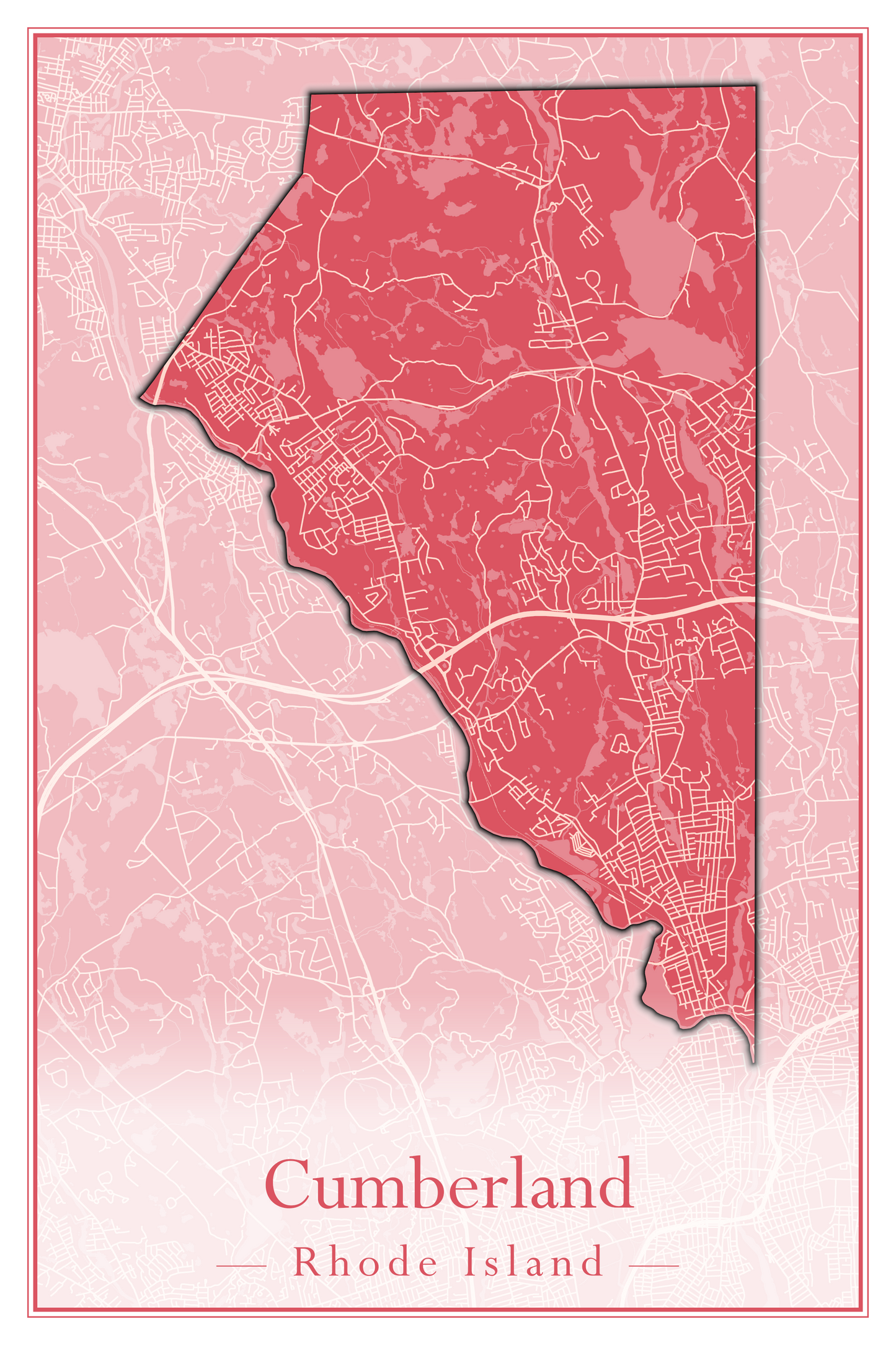 Rhode Island Towns - Street Map (Charlestown - Cumberland)