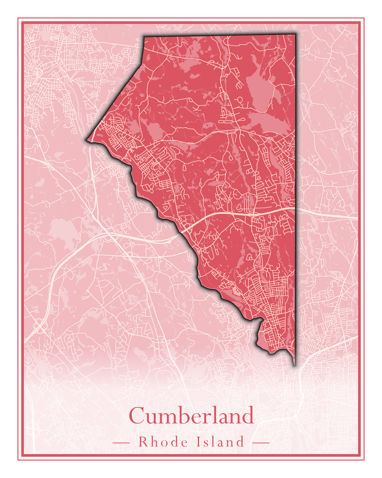 Rhode Island Towns - Street Map (Charlestown - Cumberland)