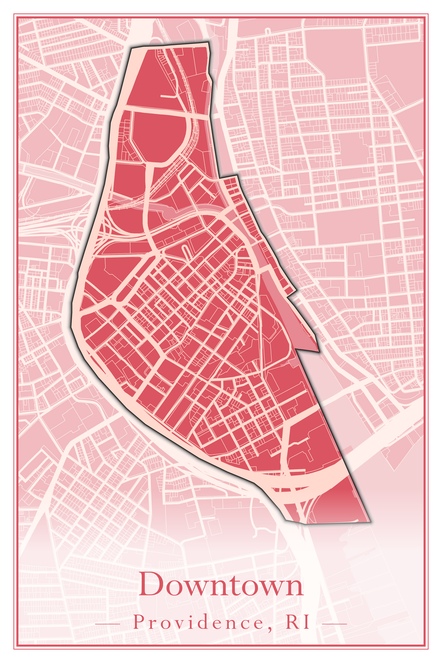 Providence Neighborhoods - Street Map (Blackstone - Downtown)