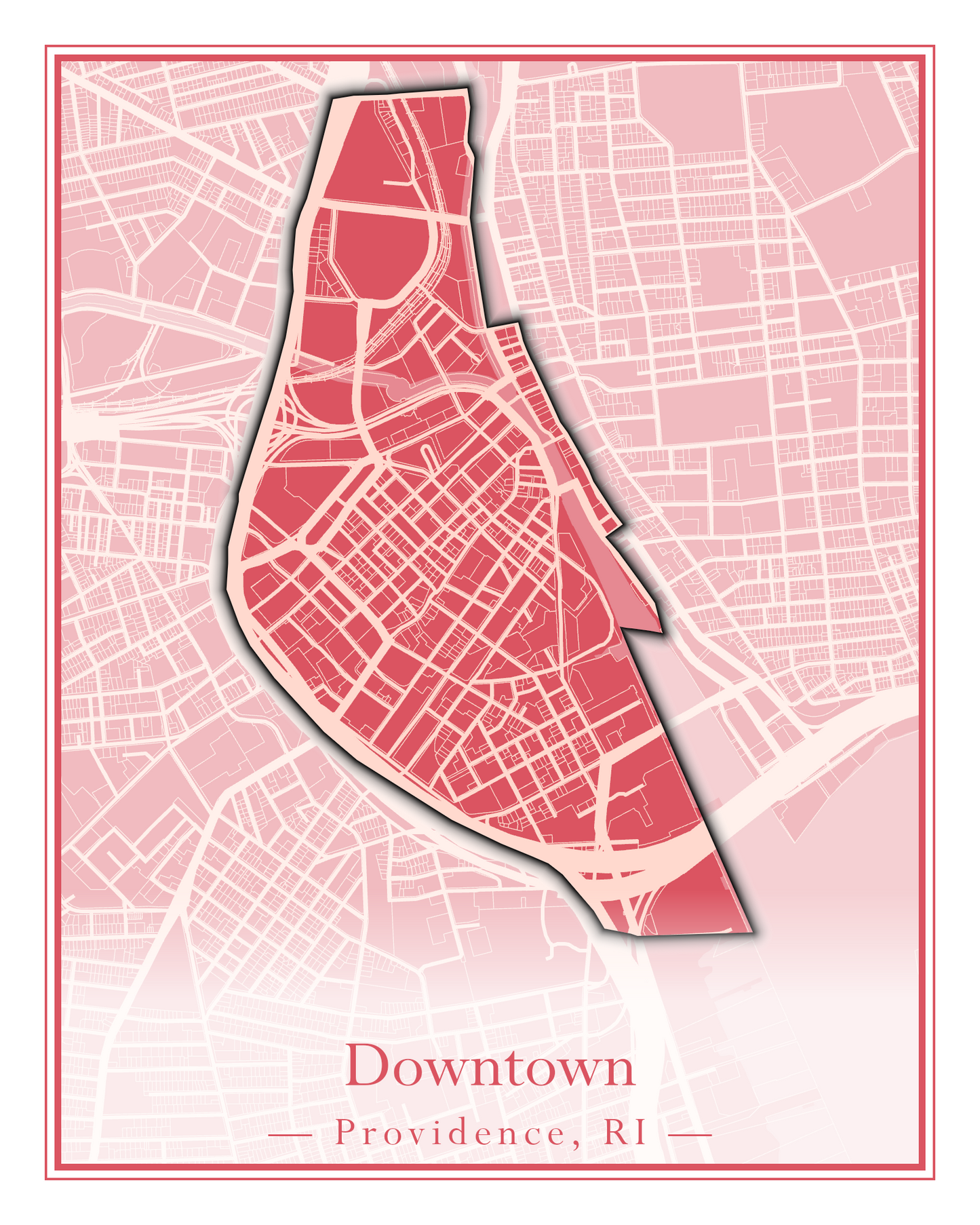 Providence Neighborhoods - Street Map (Blackstone - Downtown)